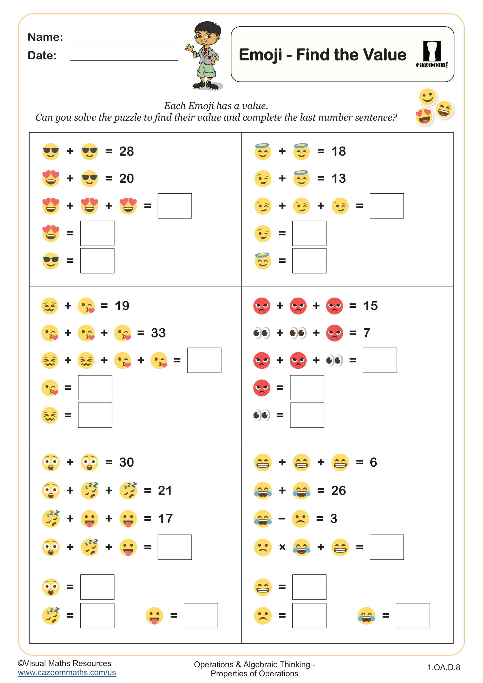 Preview of Emoji - Find the Value