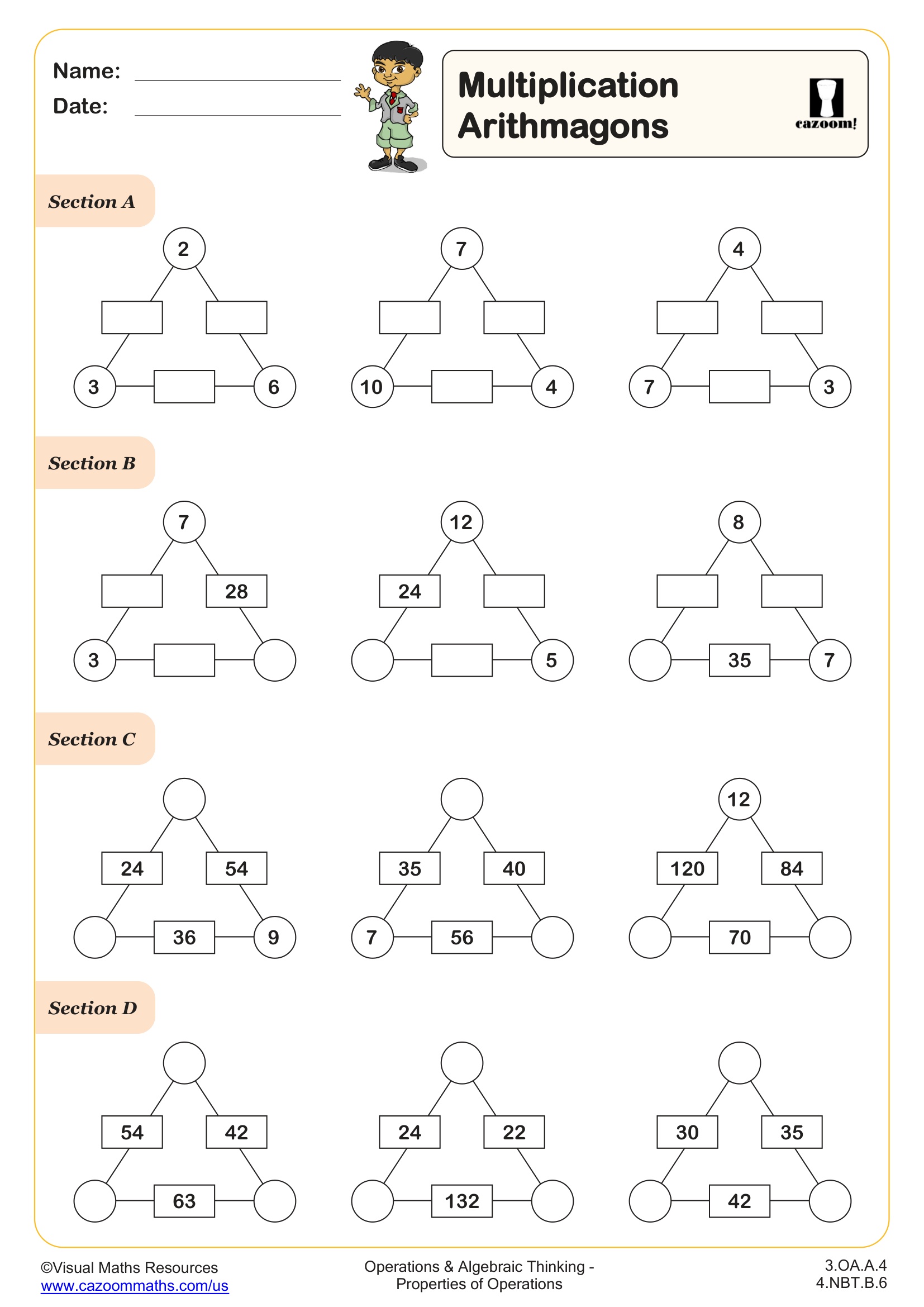Preview of Multiplication Arithmagons