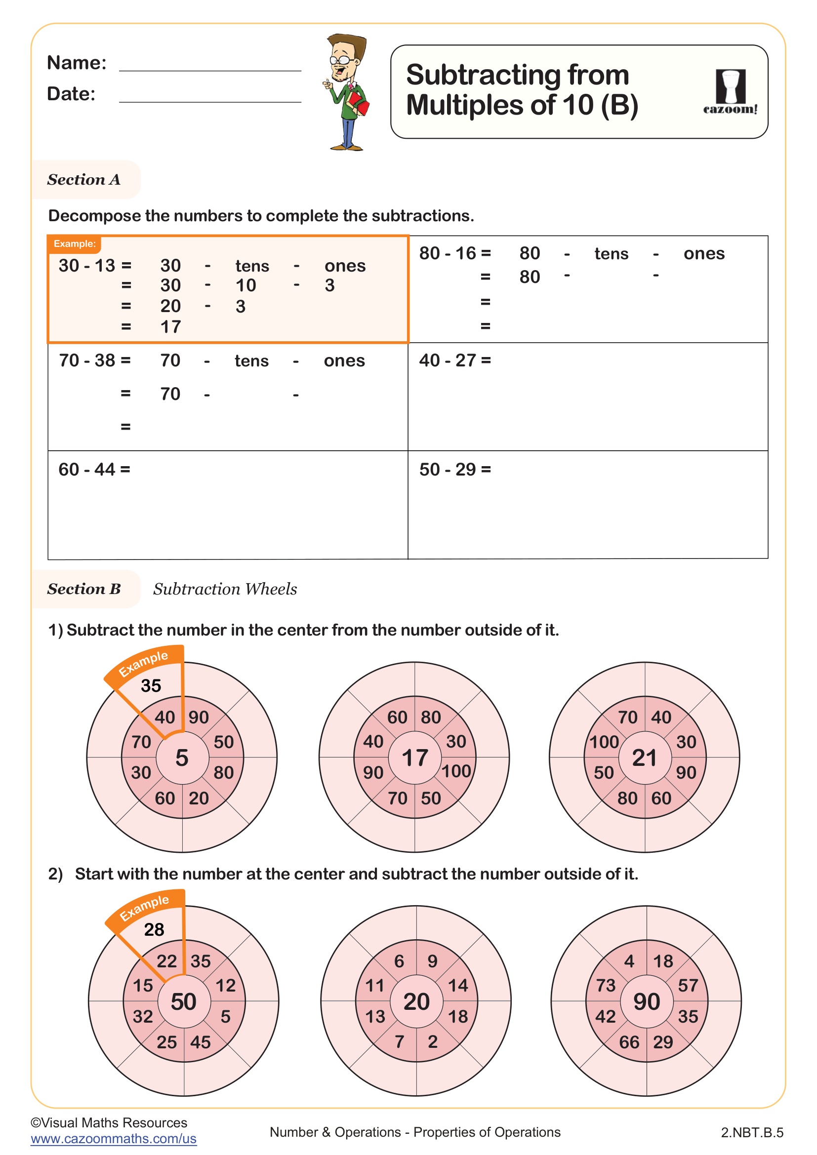 Preview of Subtracting from Multiples of 10 (B)