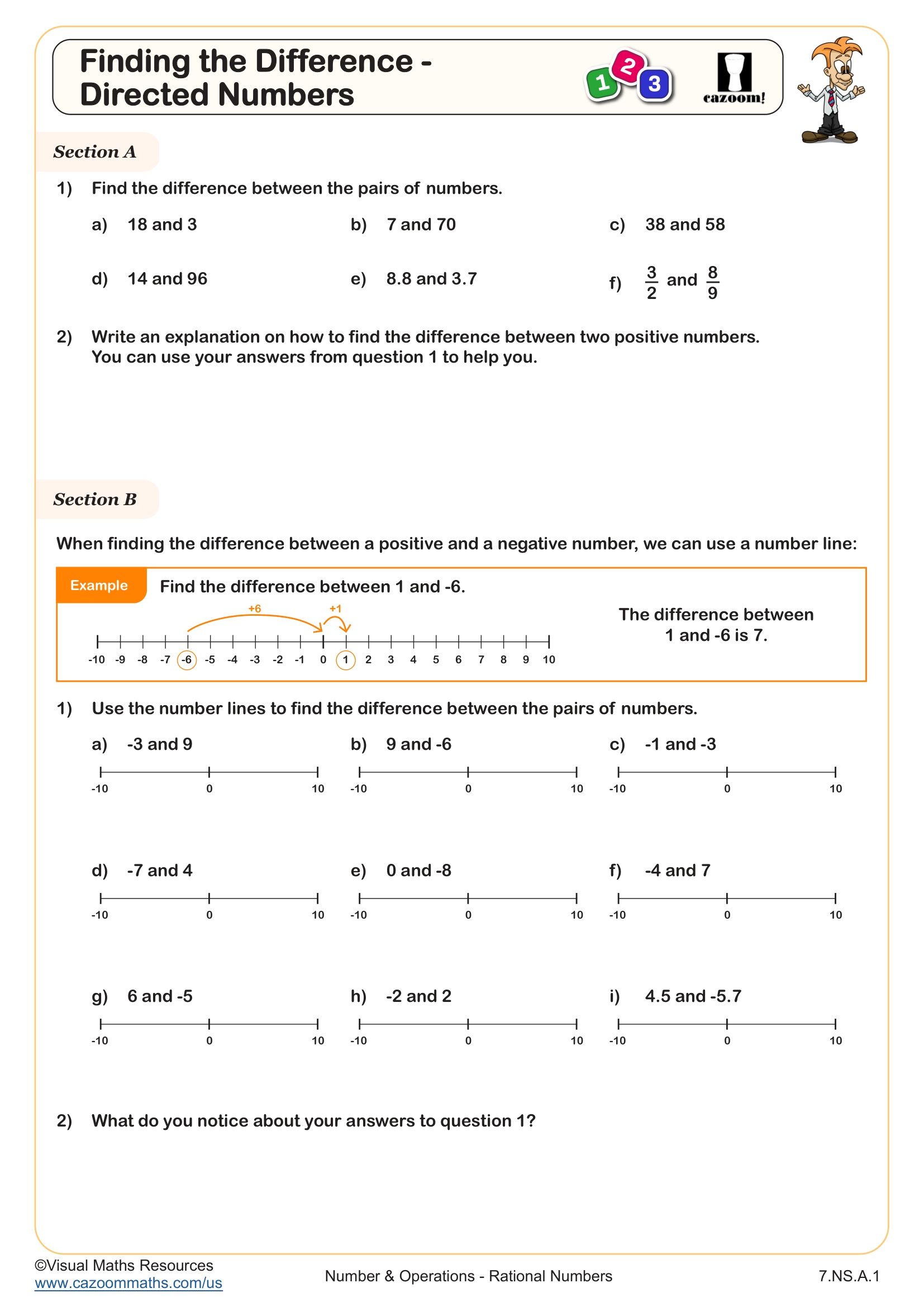 Preview of Finding the Difference - Directed Numbers