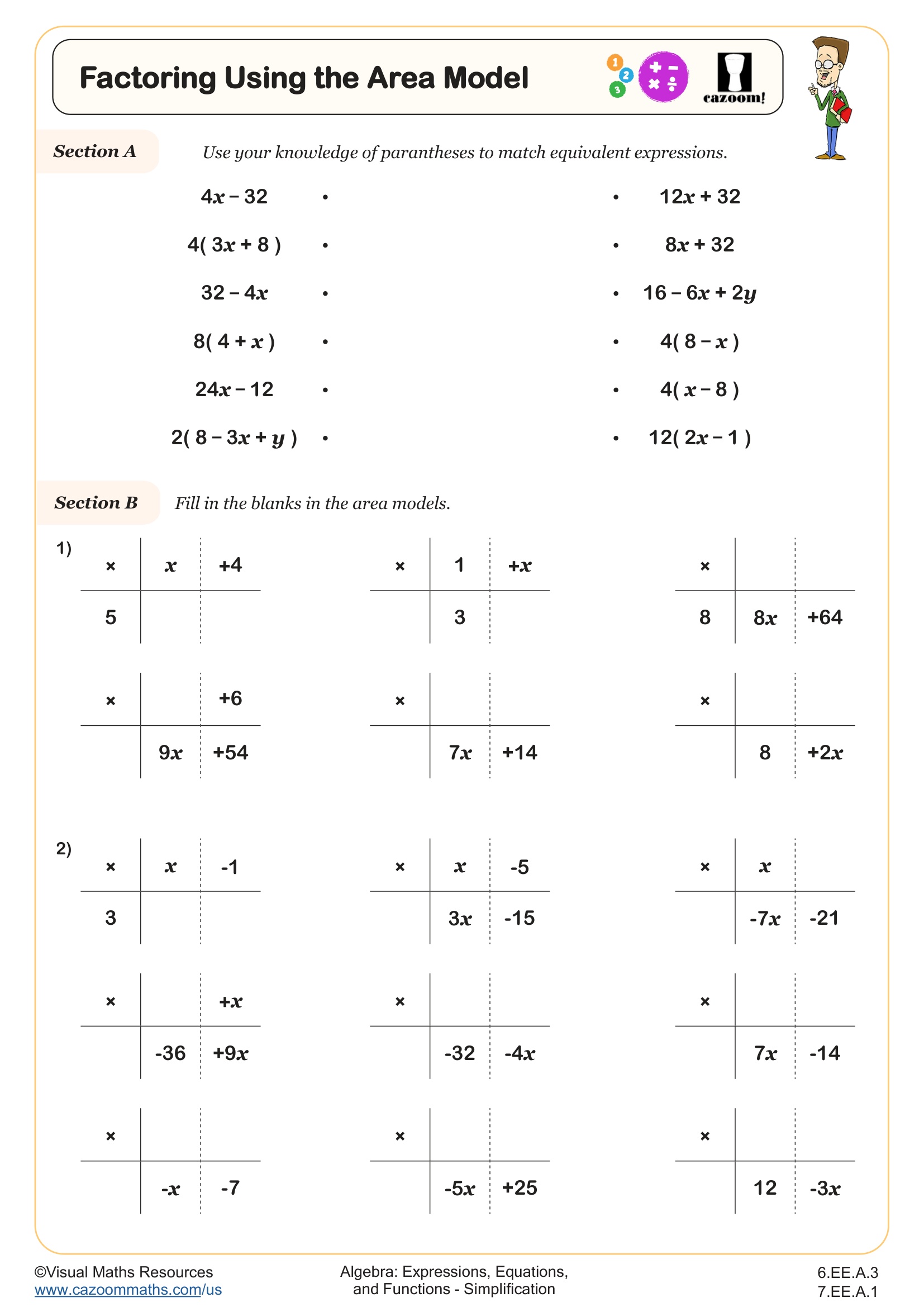 Preview of Factoring Using the Area Model