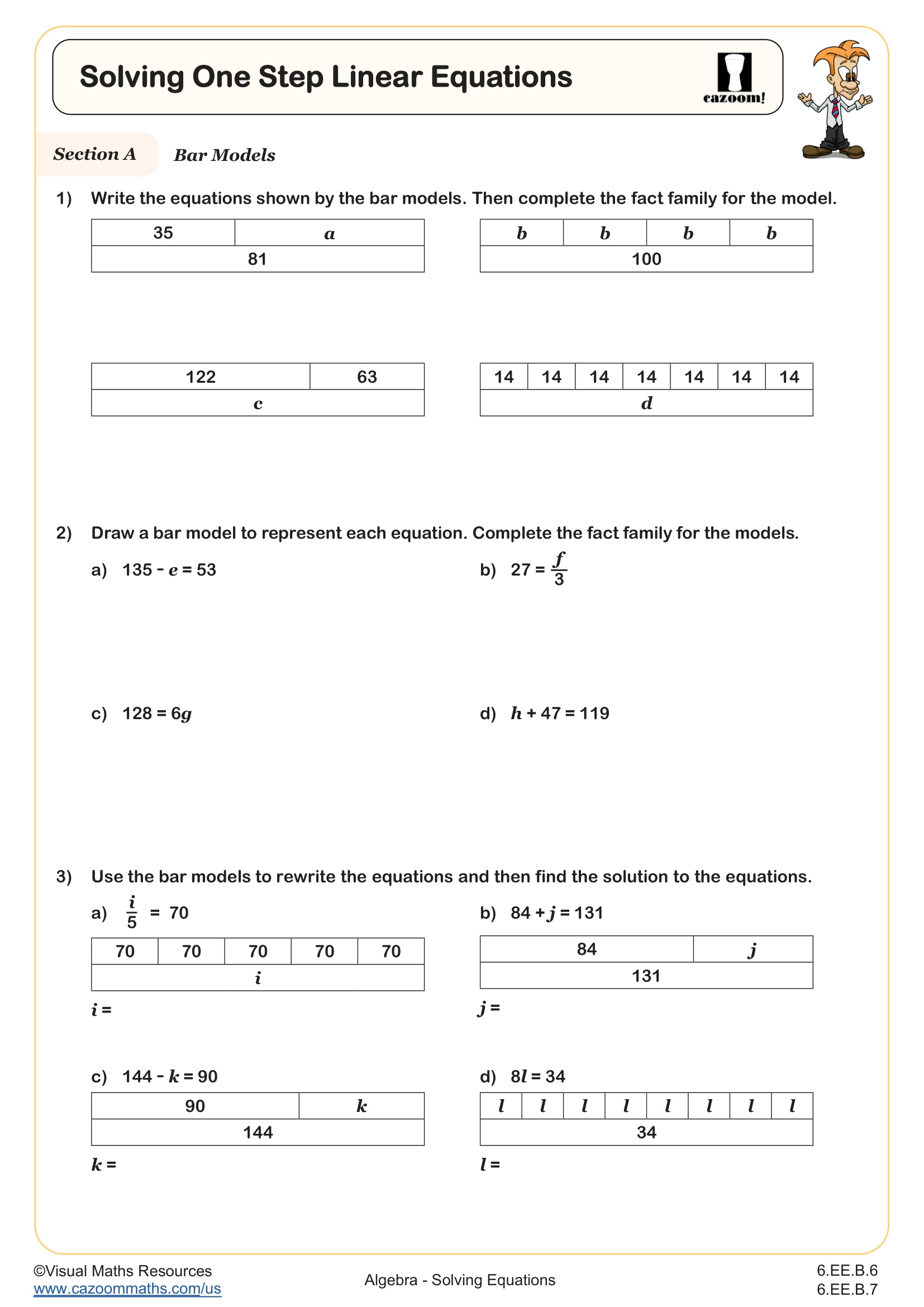 Preview of Solving One Step Linear Equations