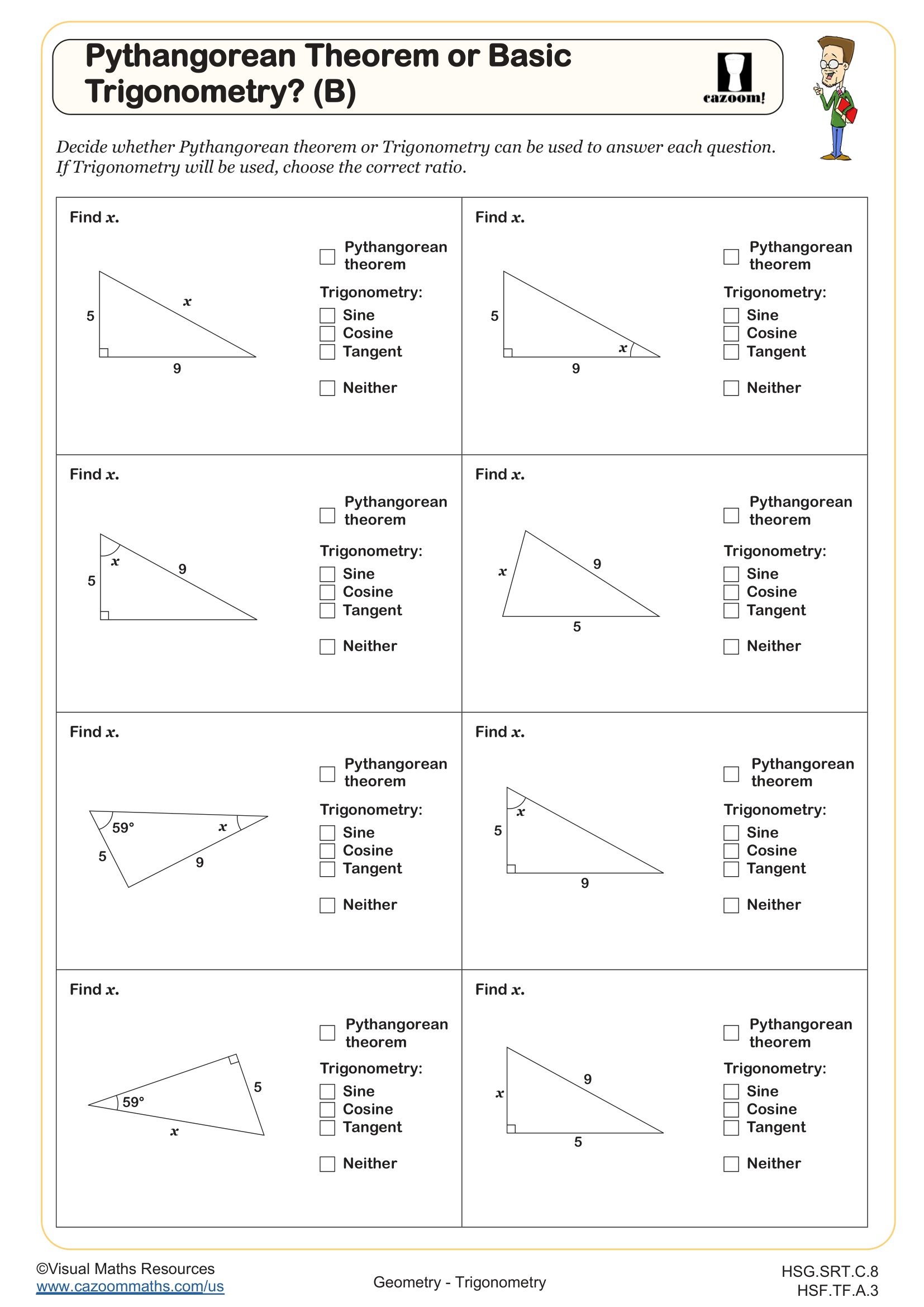 Preview of Pythagorean Thereom or Trigonometry? (B)