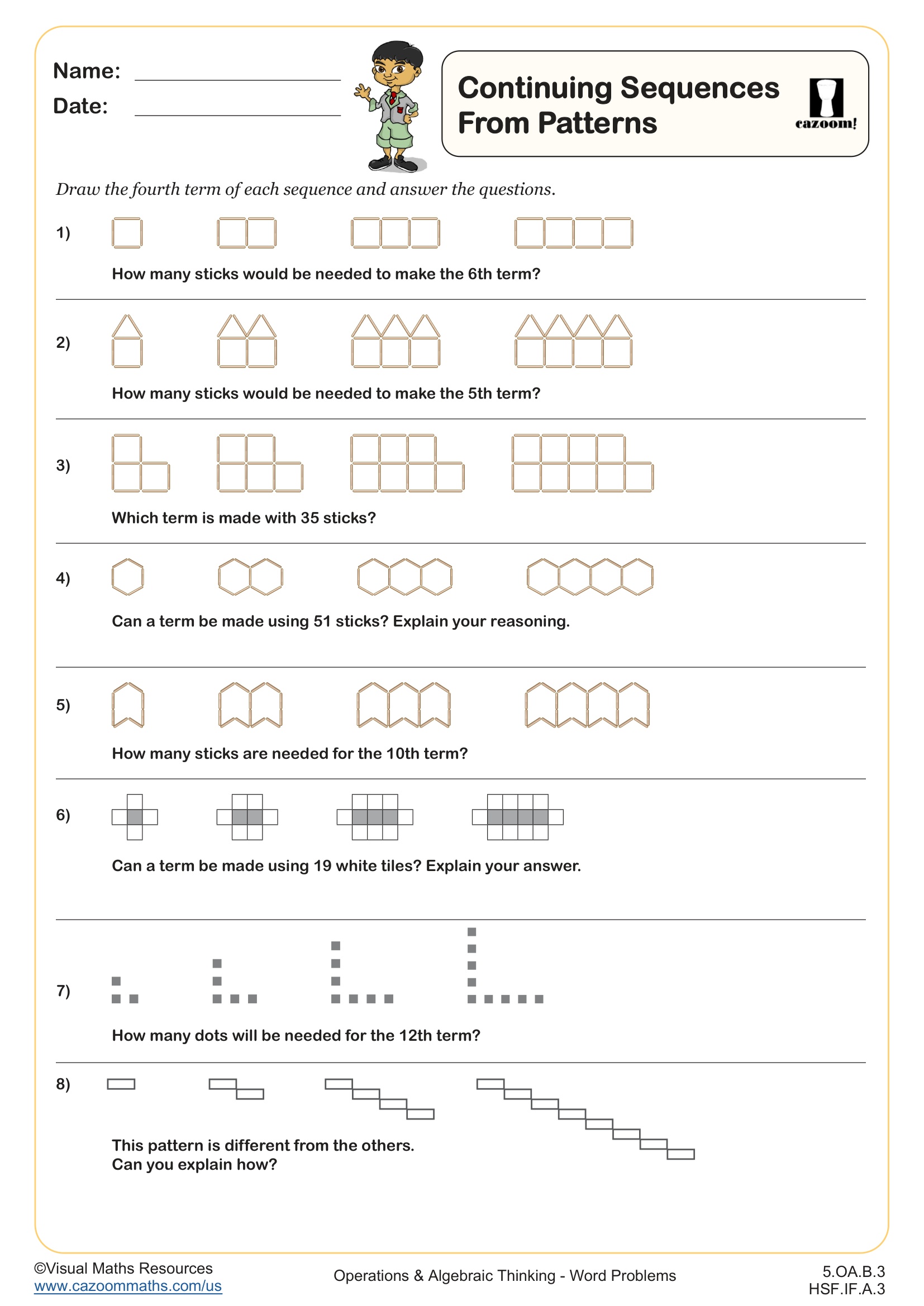 Preview of Continuing Sequences from Patterns