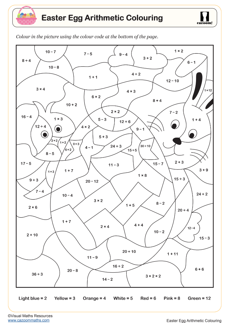 Preview of Easter Egg Arithmetic Coloring