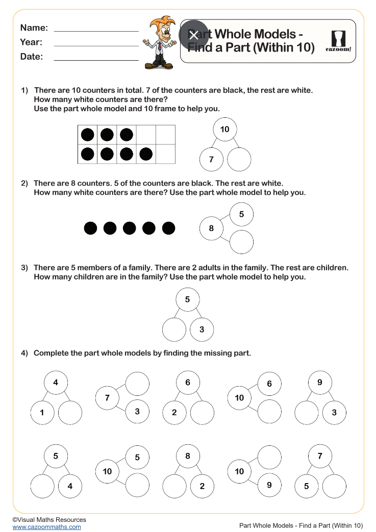 Preview of Part Part Whole Models - Find a Part (Within 10)