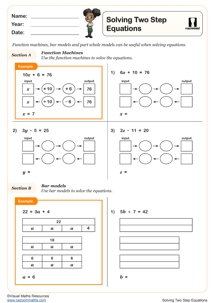 Preview of Solving Two Step Equations