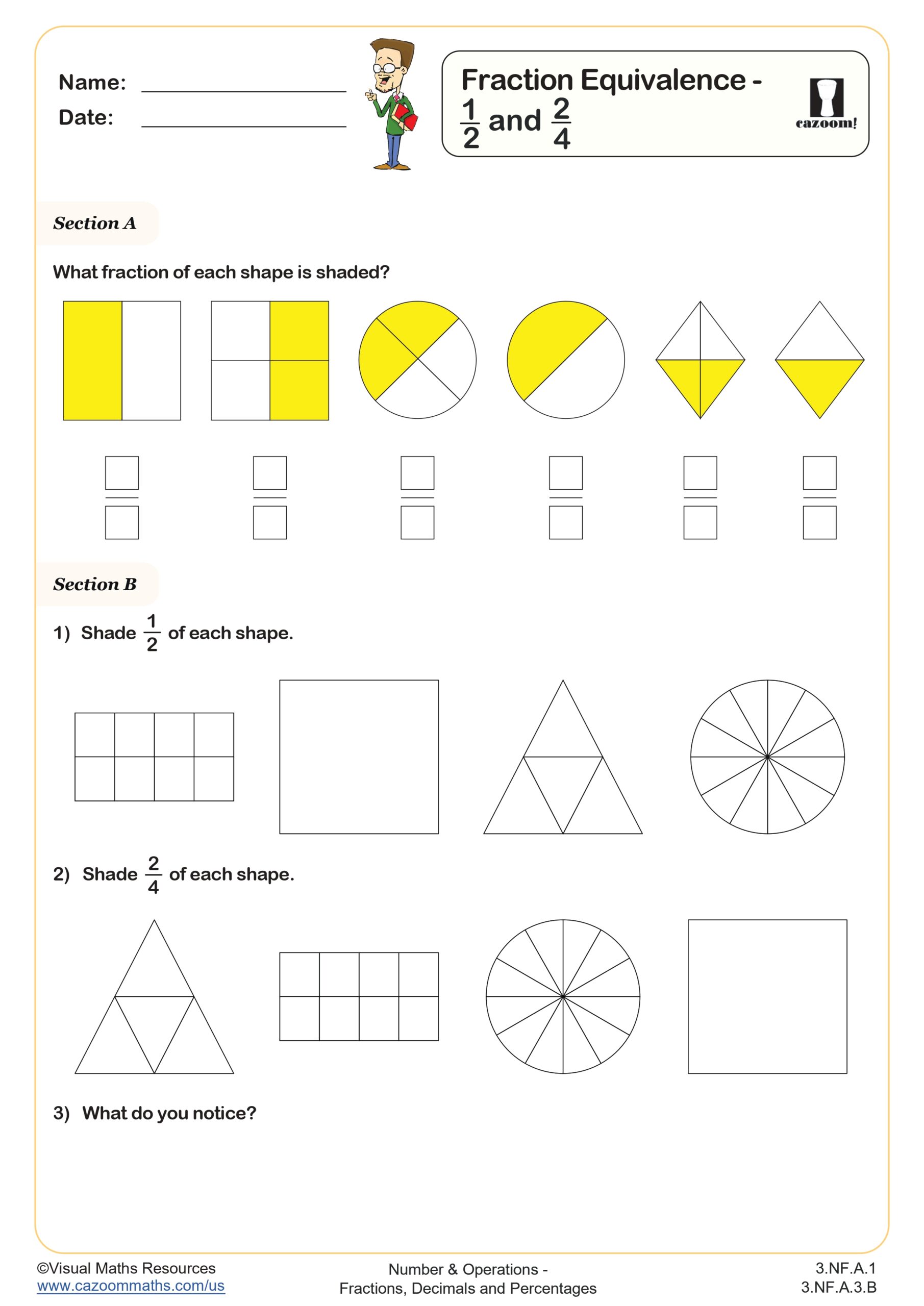 Preview of Fraction Equivalence - 1/2 and 2/4
