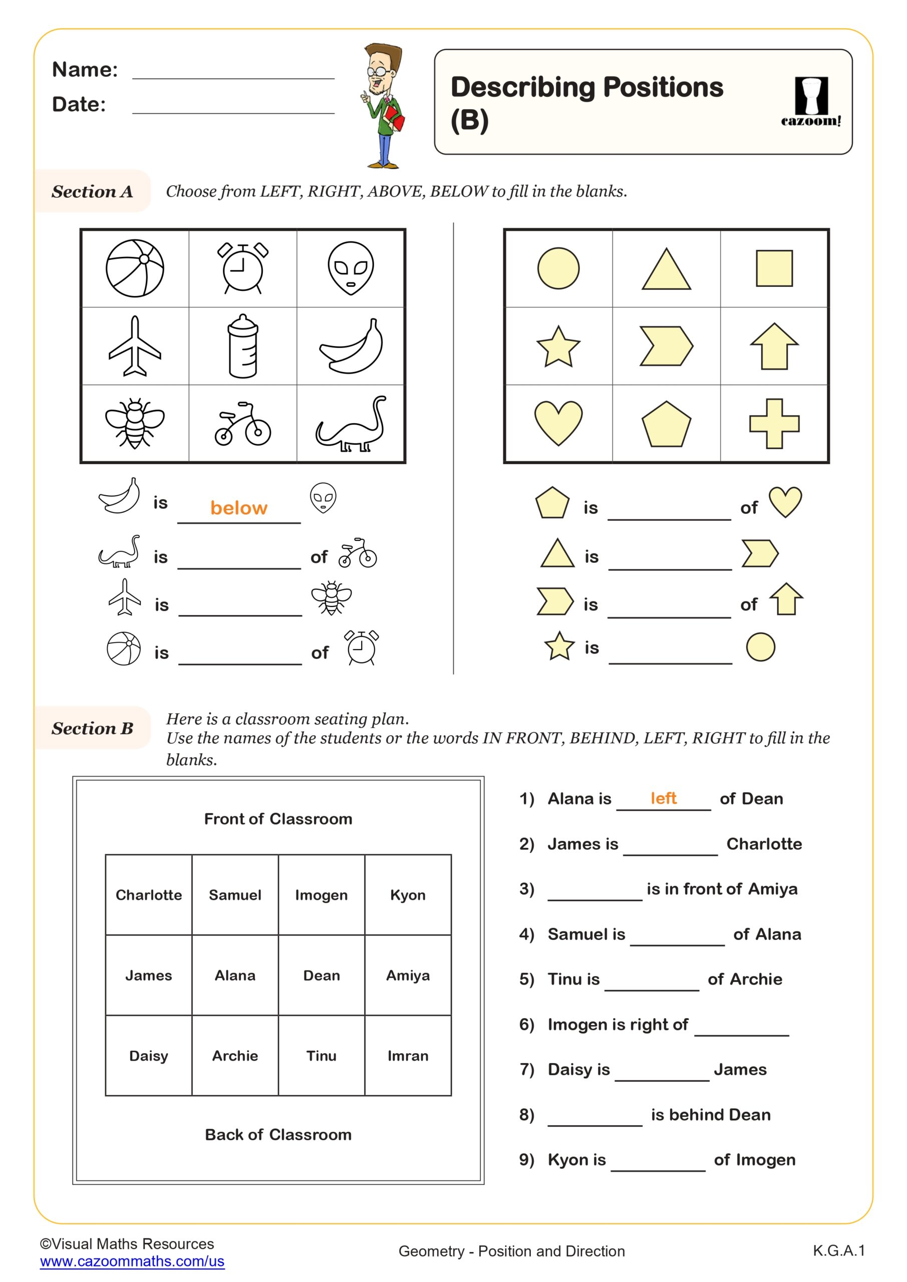 Preview of Describing Positions (B)