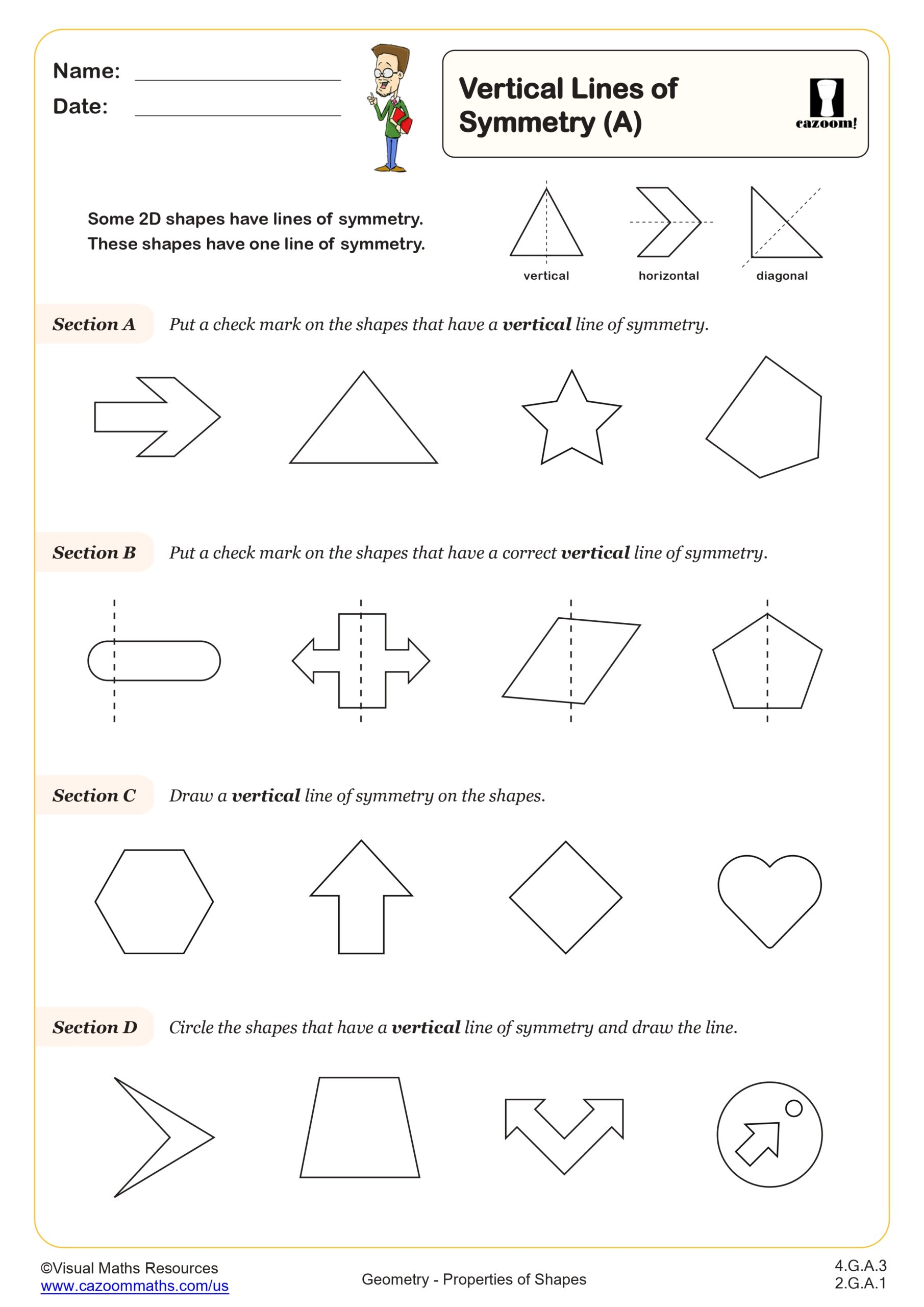 Preview of Vertical Lines of Symmetry (A)