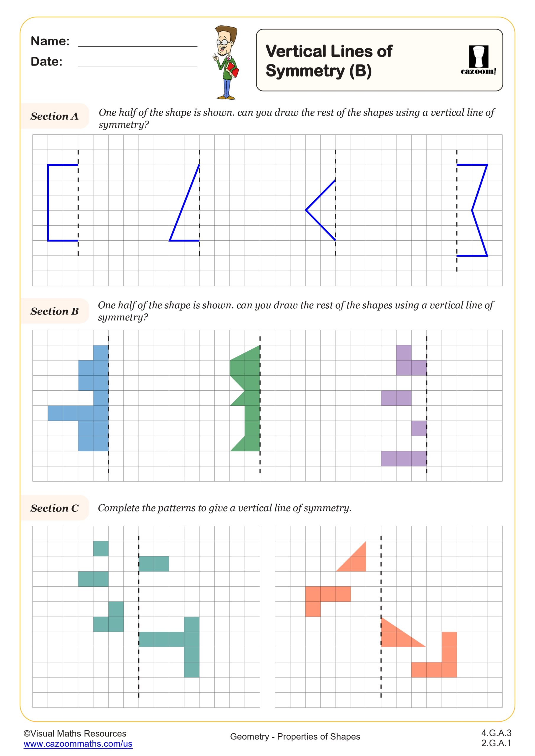 Preview of Vertical Lines of Symmetry (B)