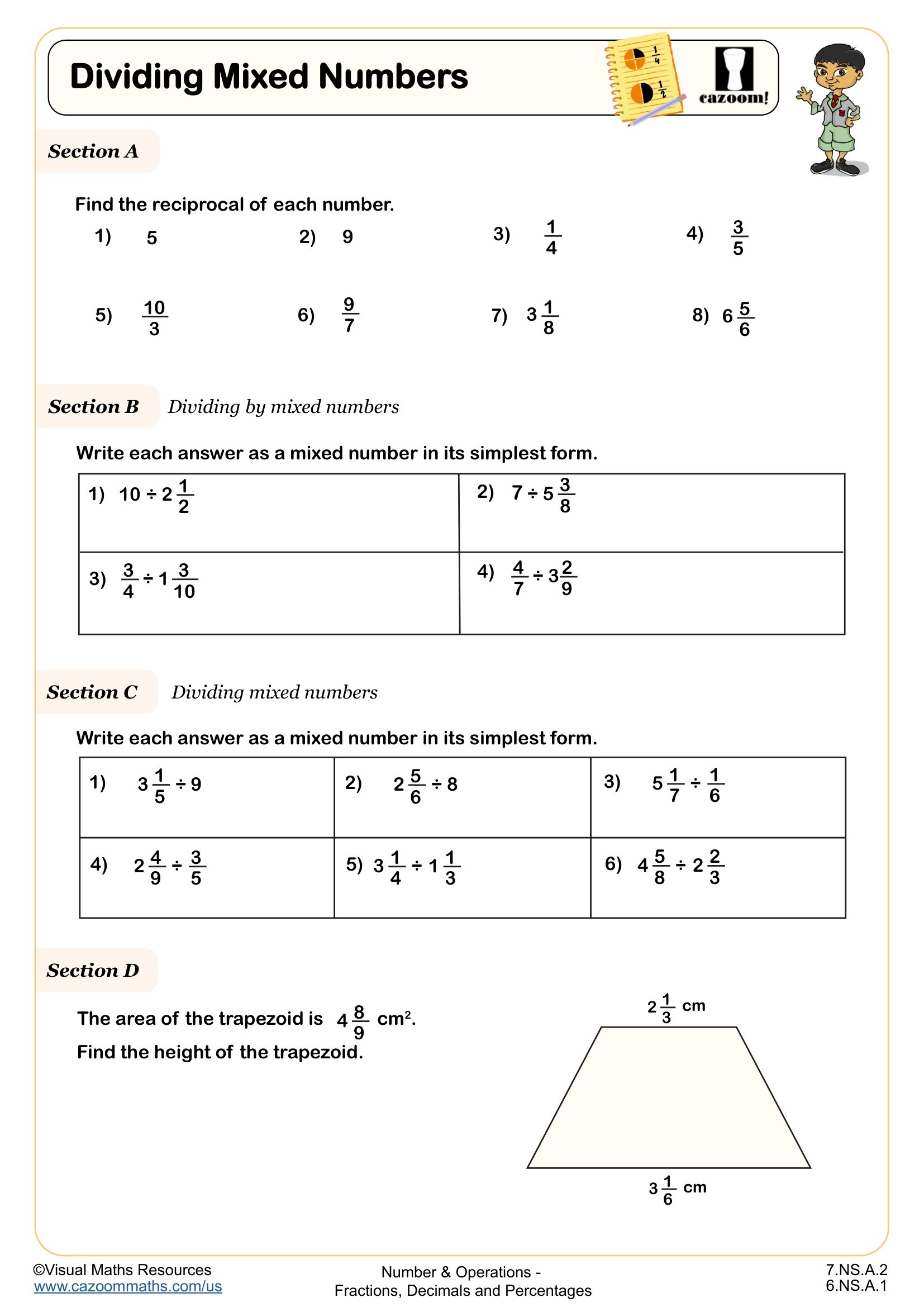 Preview of Dividing Mixed Numbers