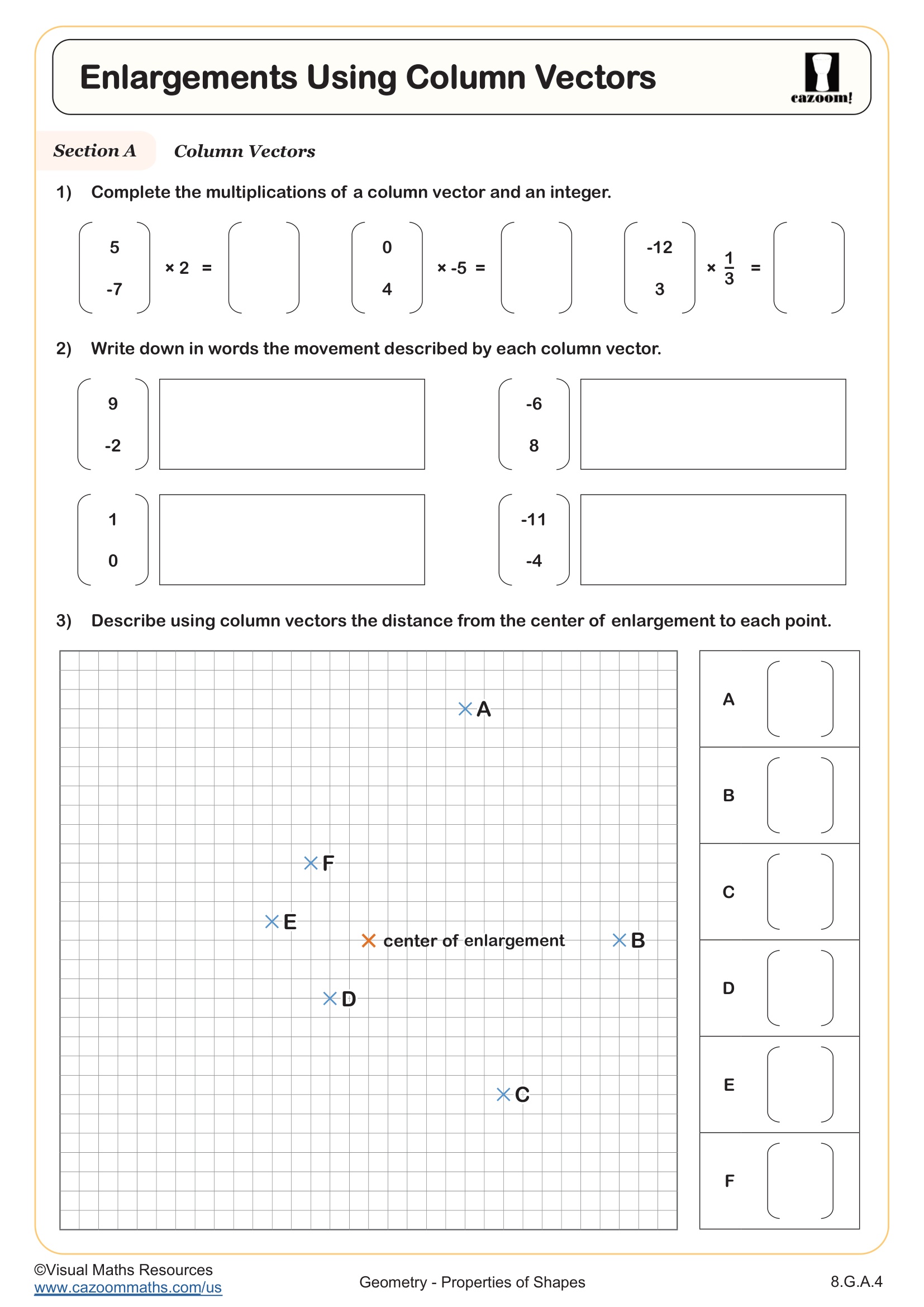 Preview of Enlargements Using Column Vectors