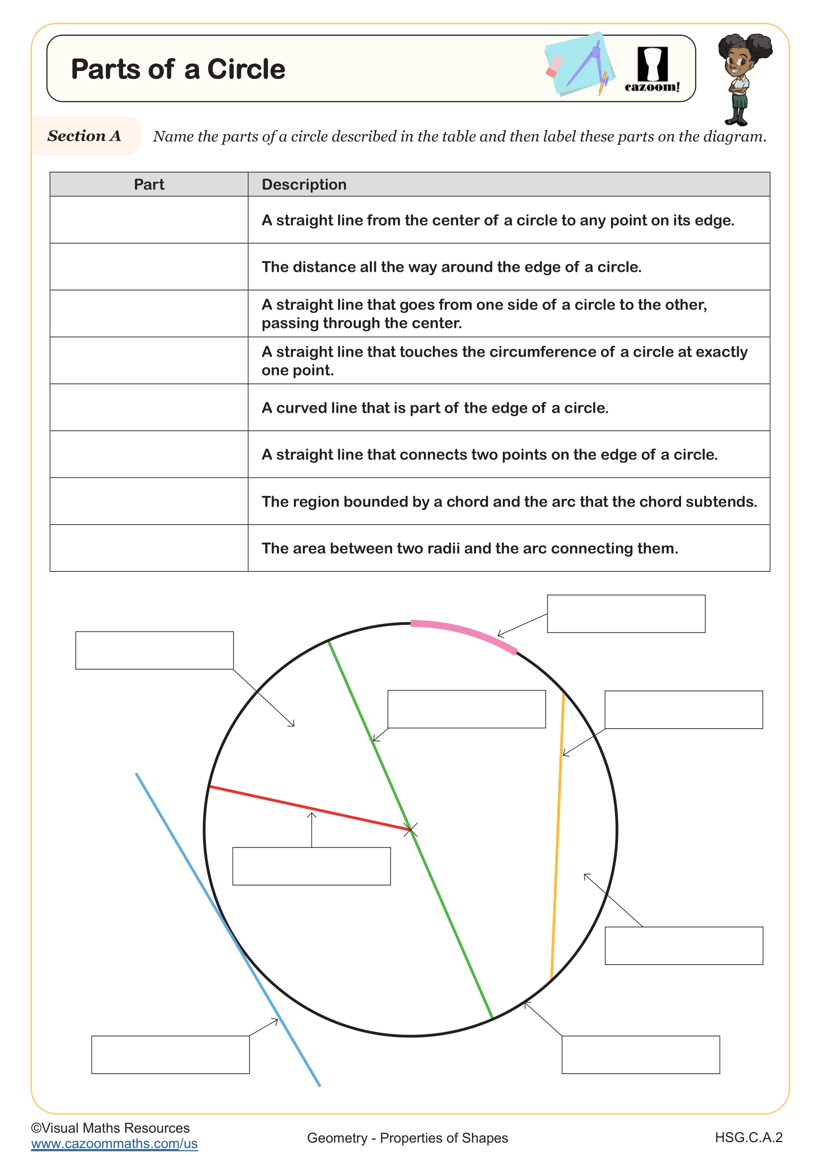 Preview of Parts of a Circle