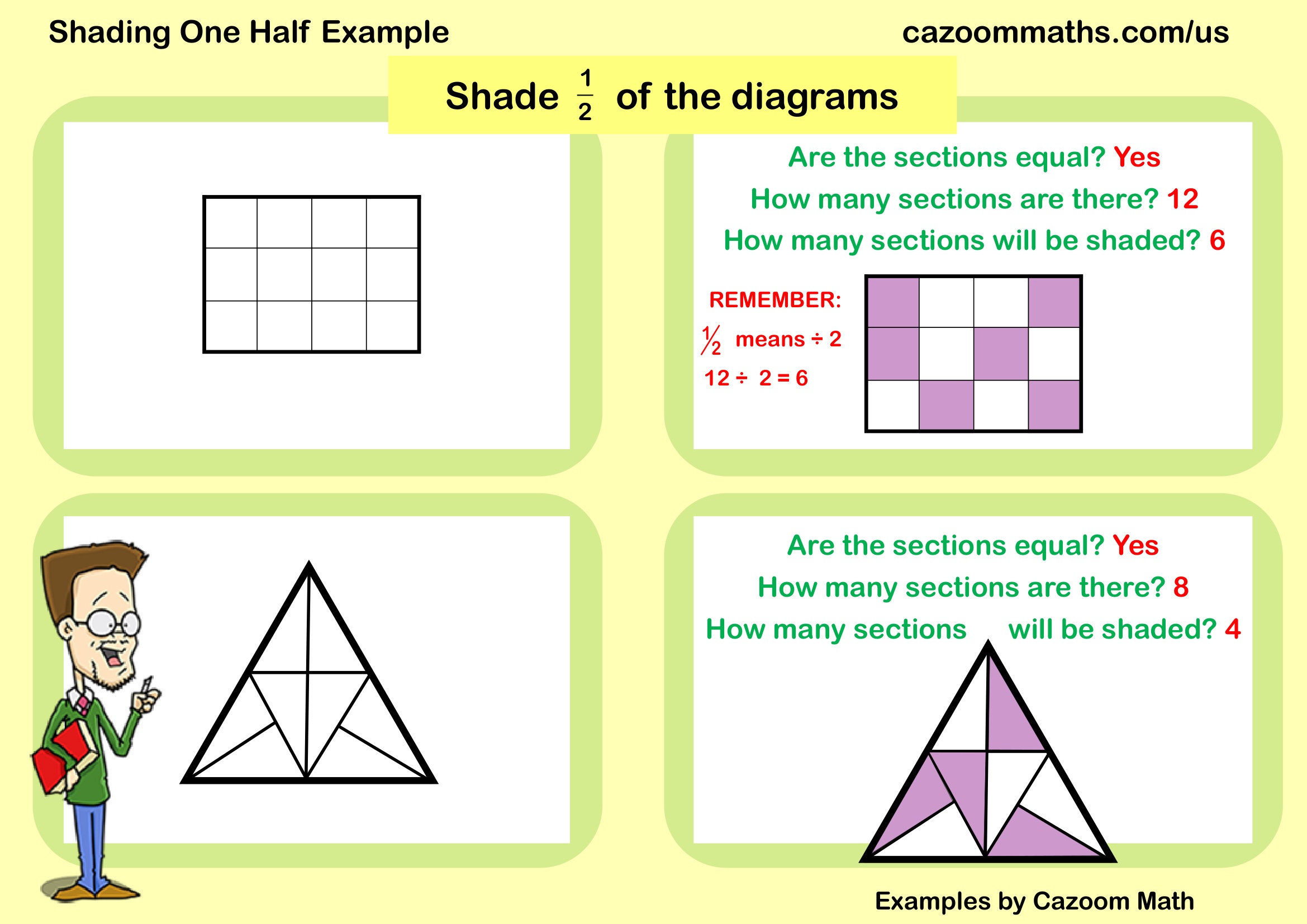 Examples Shading One Half Example Free Teaching Resource