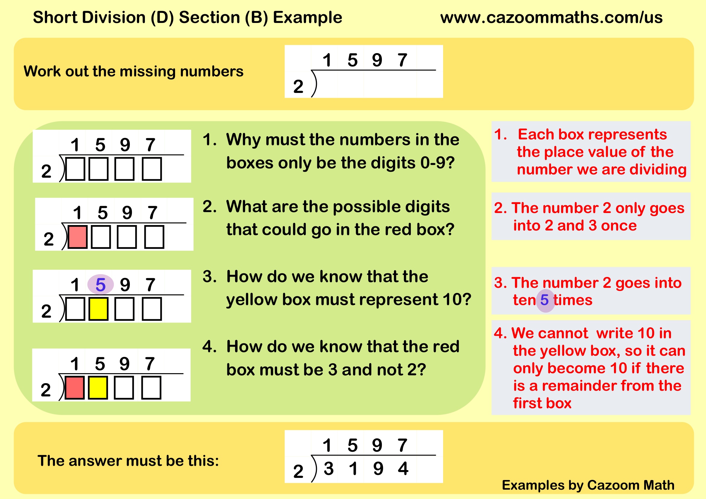 Preview of Short Division (D) Section (B)