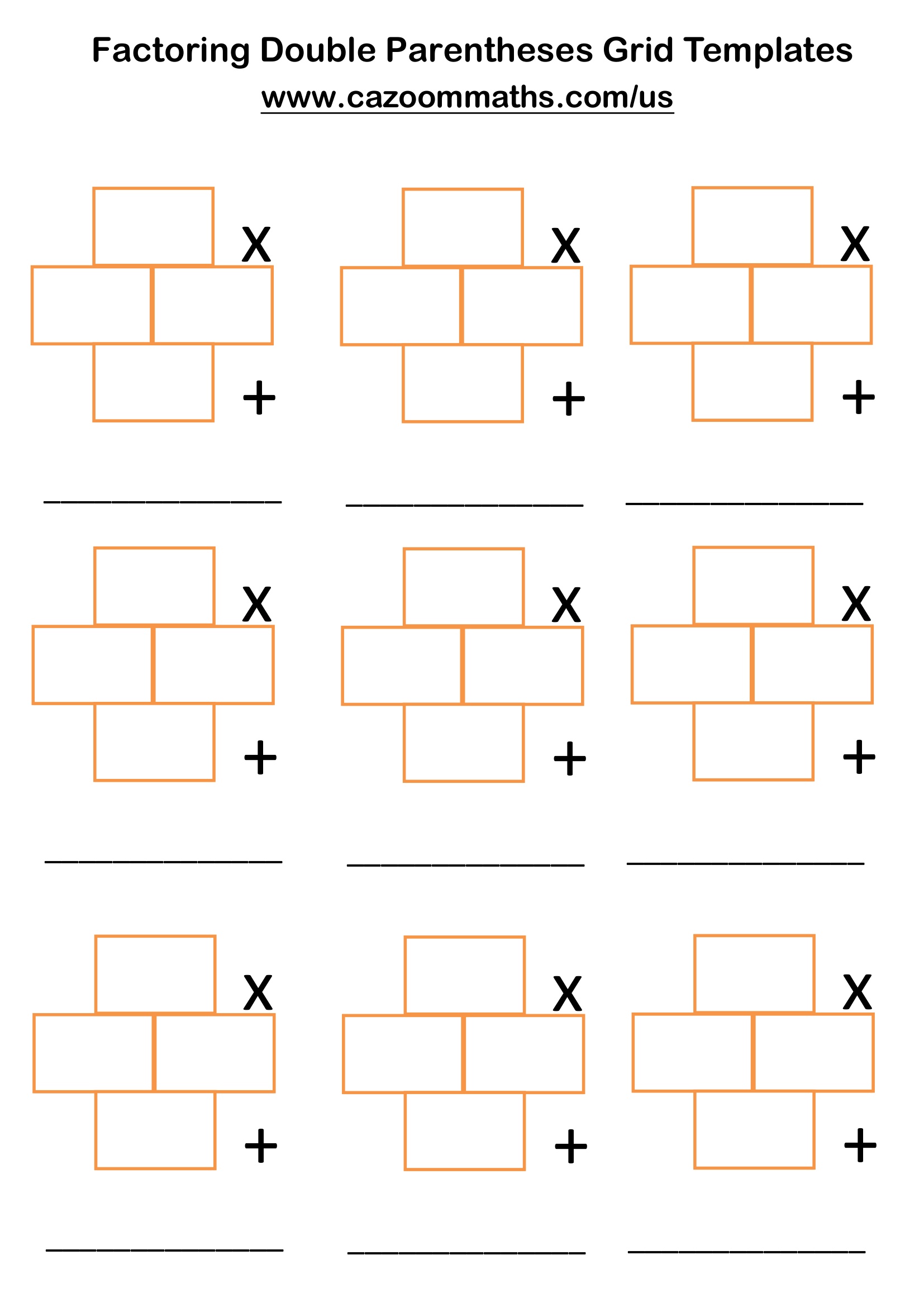 Preview of Factoring Double Parentheses Grid Templates