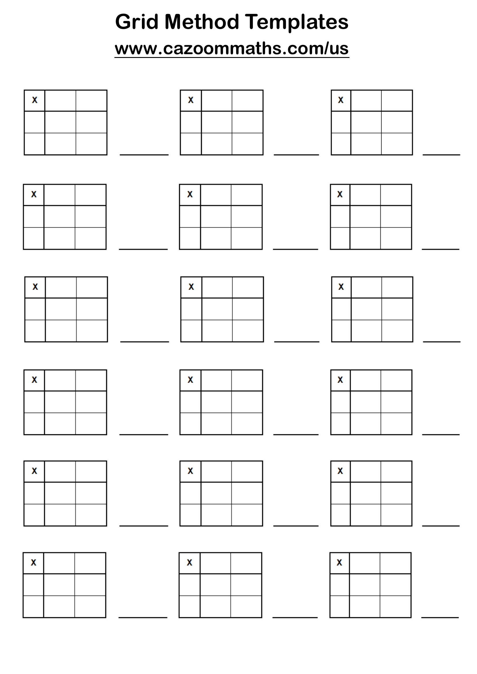Grid Method Templates Free Teaching Resource