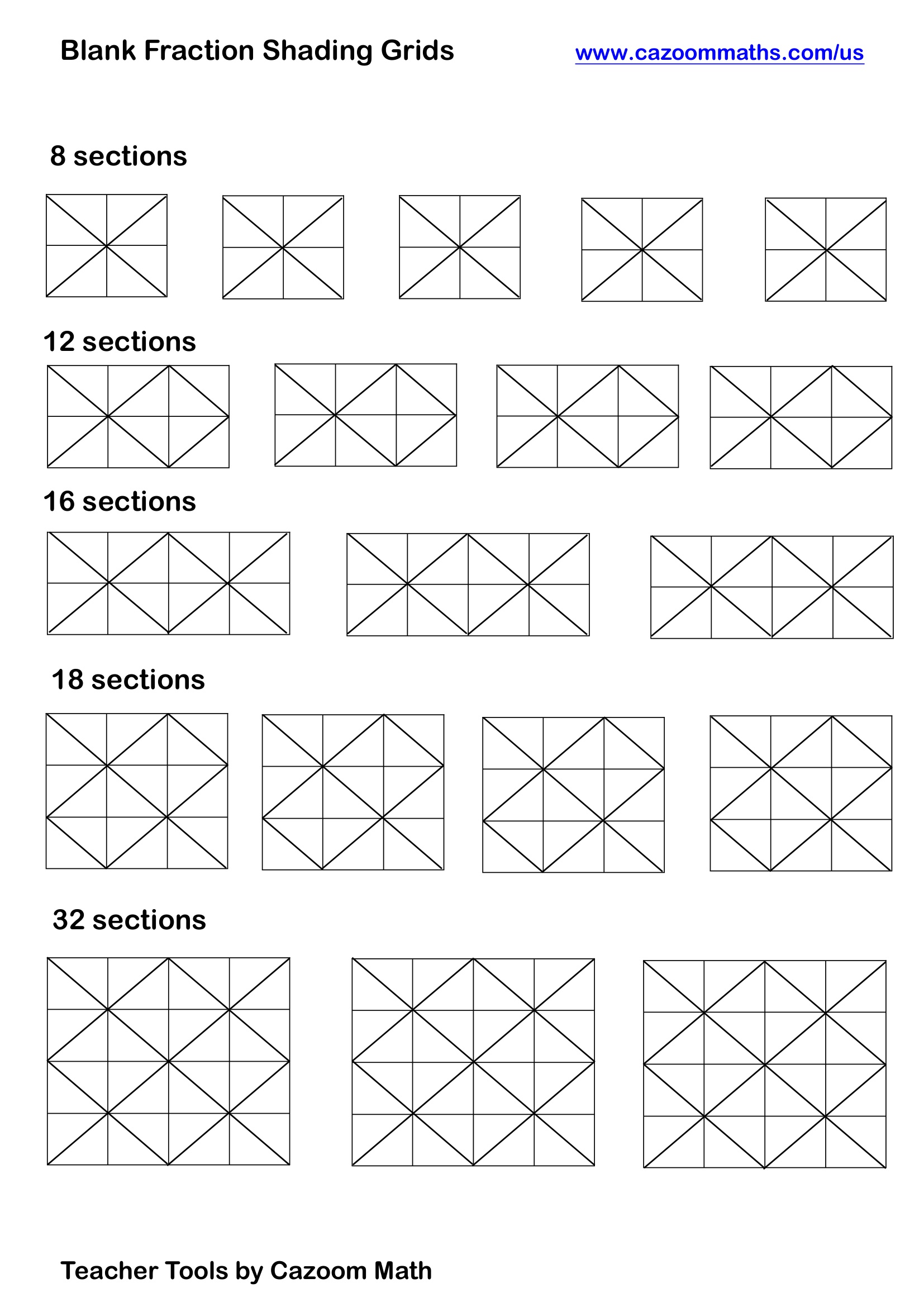 Preview of Blank Fraction Shading Grids 4