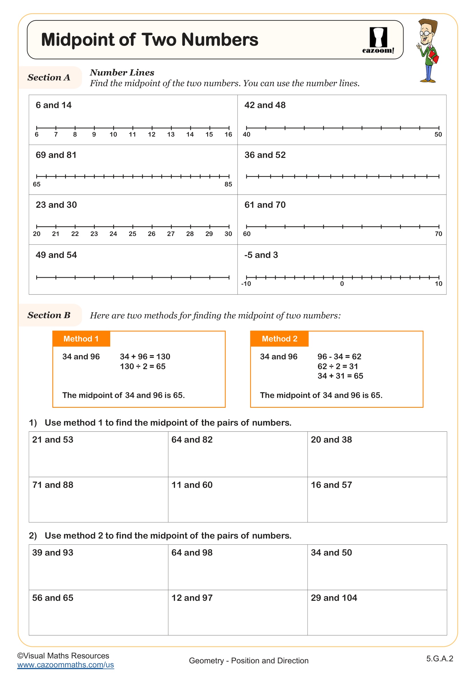 Preview of Midpoints of Two Numbers