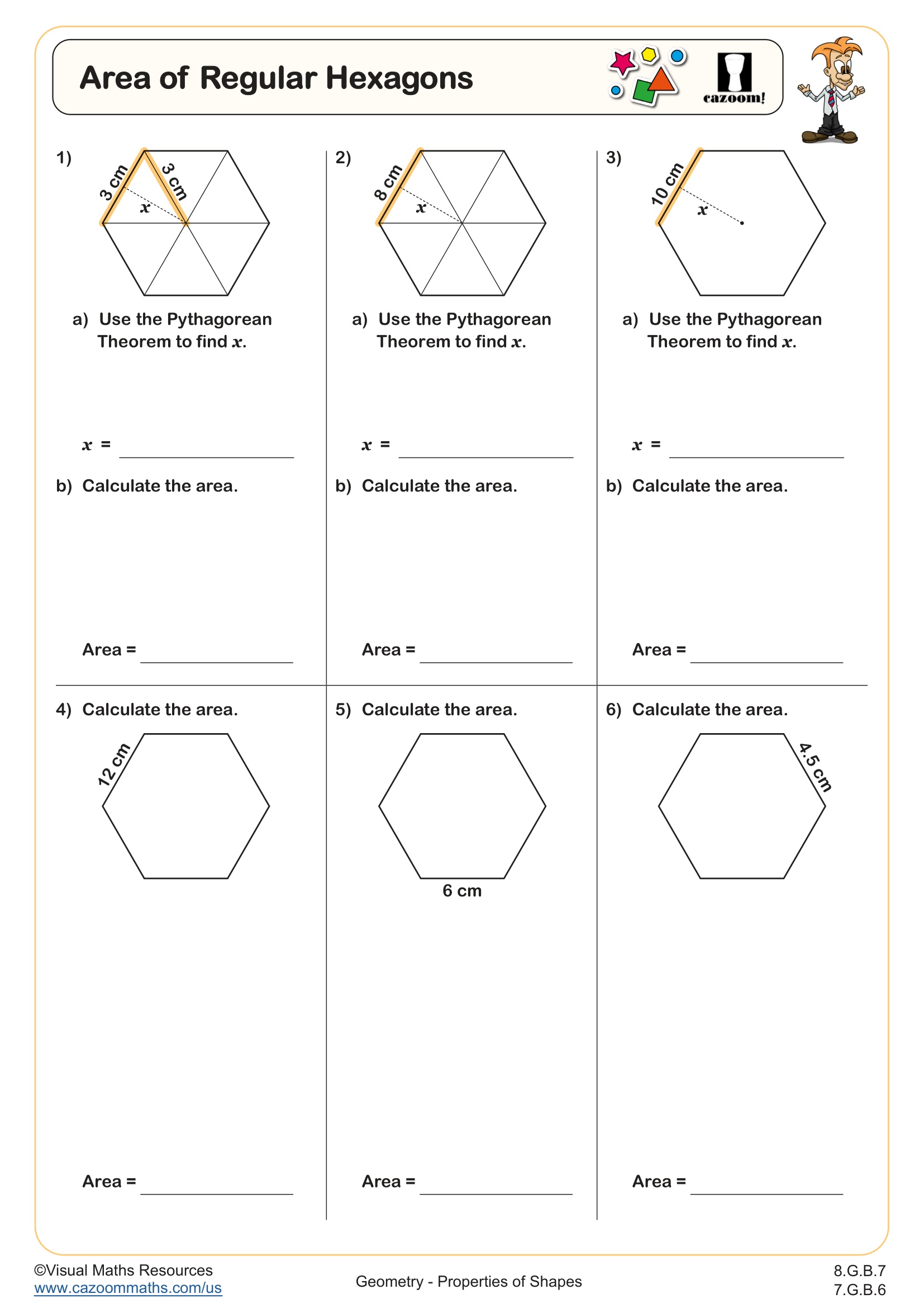 Preview of Area of Regular Hexagons