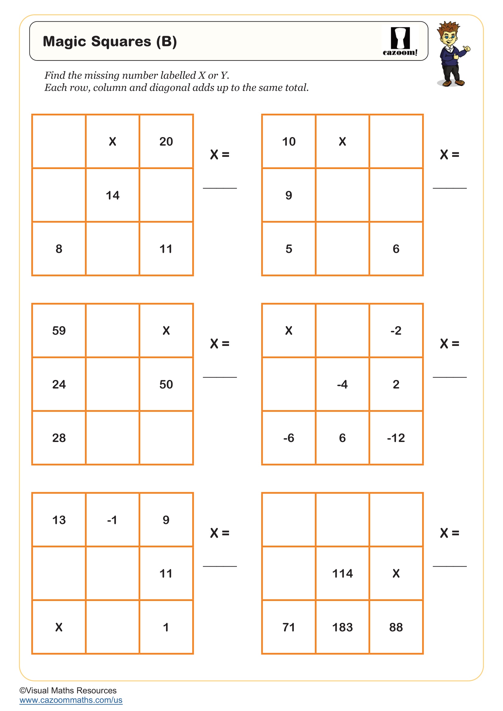 Magic Squares (B) Free Teaching Resource