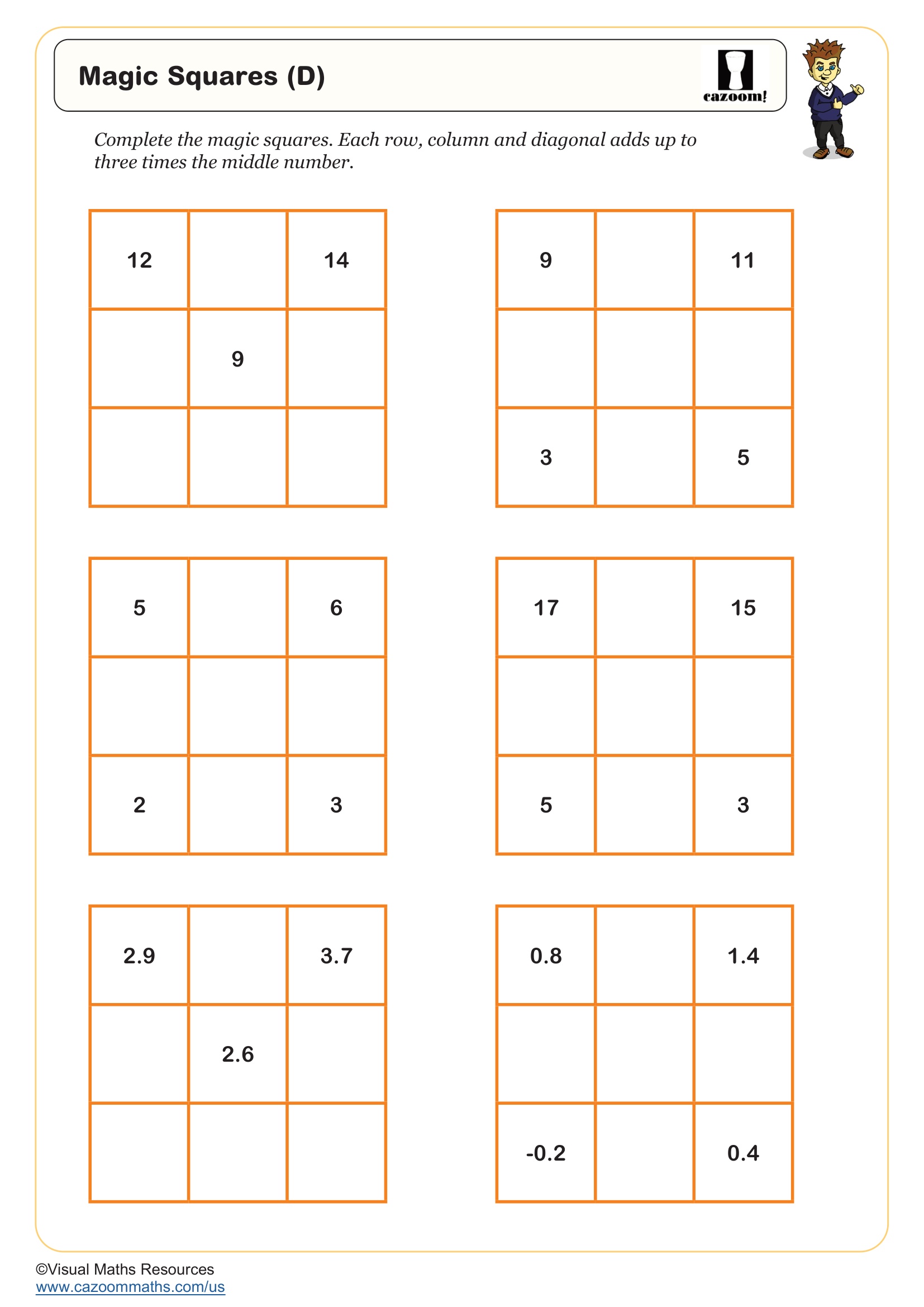 Magic Squares (D) Free Teaching Resource