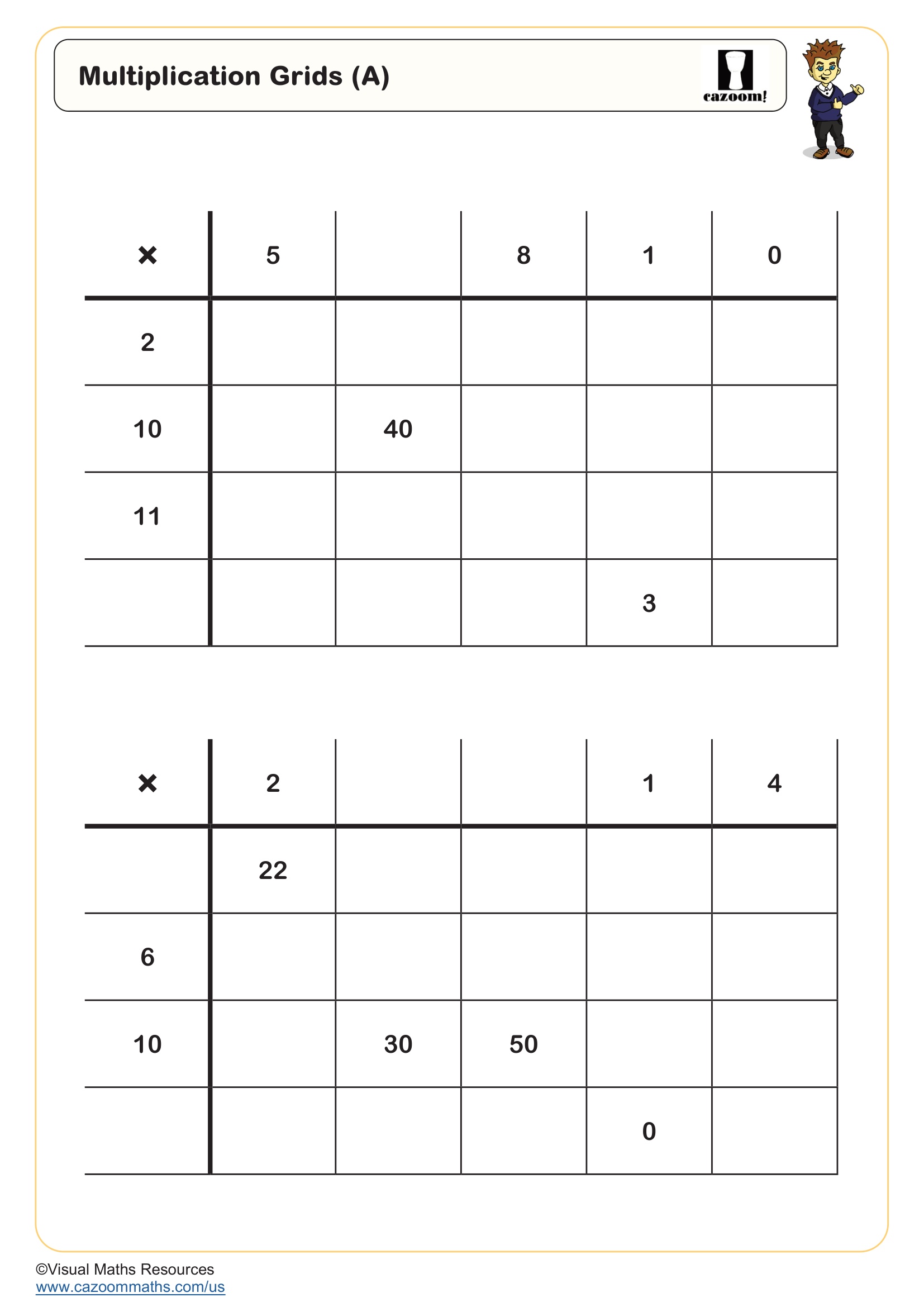 Multiplication Grids (A) Free Teaching Resource