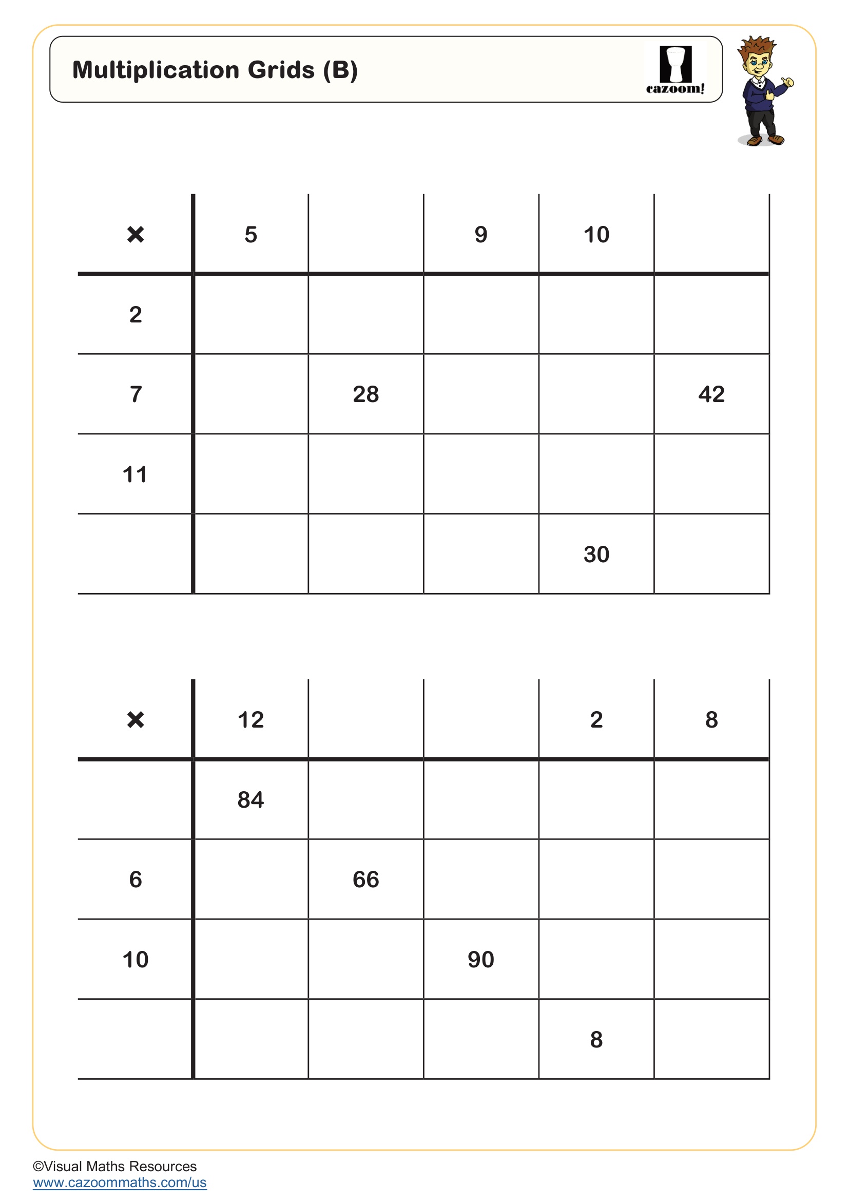 Preview of Multiplication Grids (B)