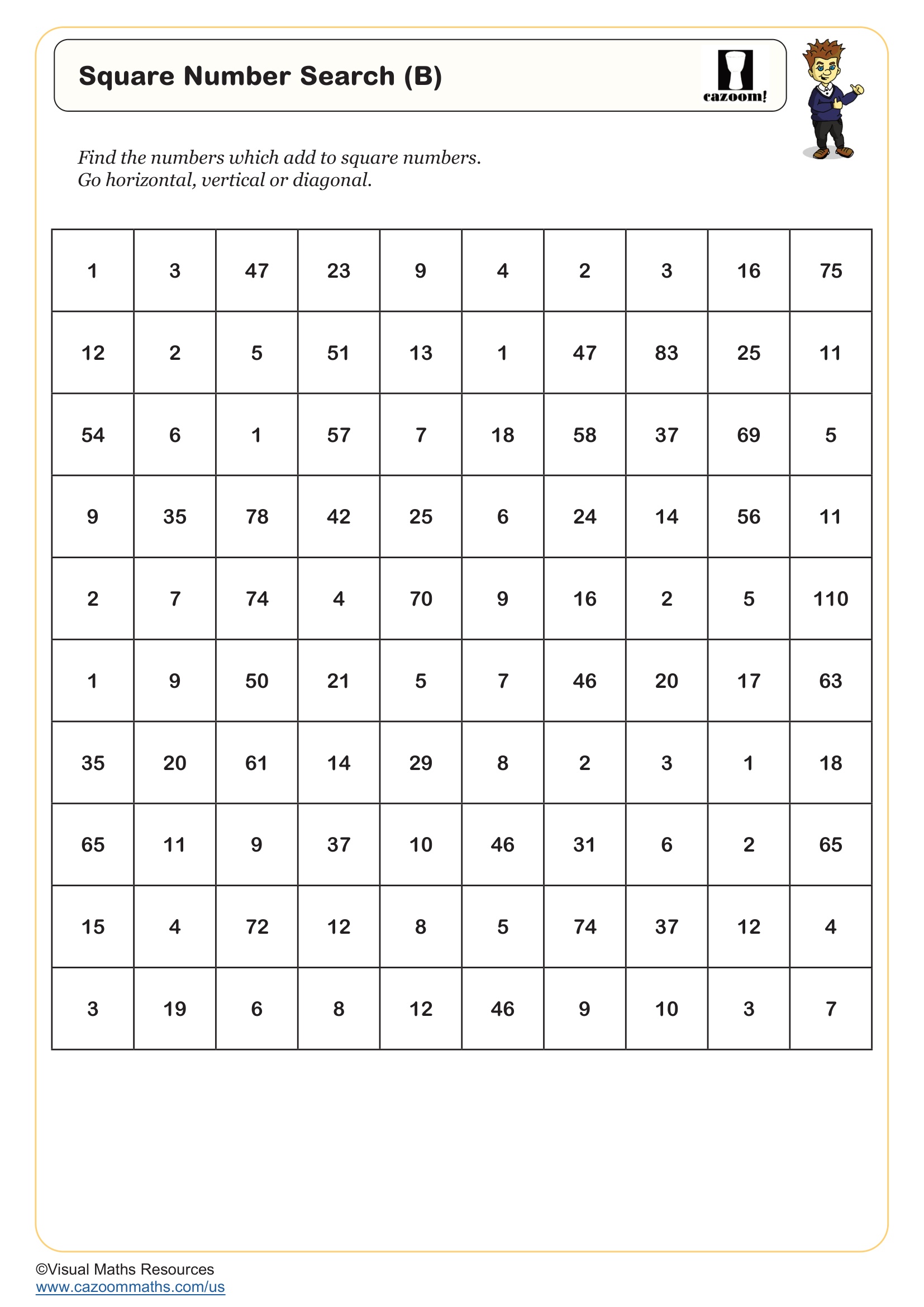 Square Number Search (B) Free Teaching Resource