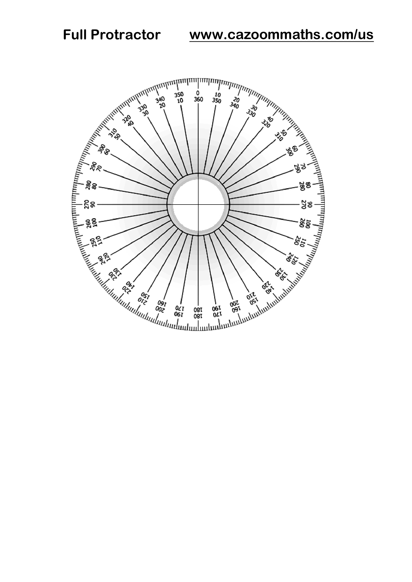 Preview of Printable Full Protractor