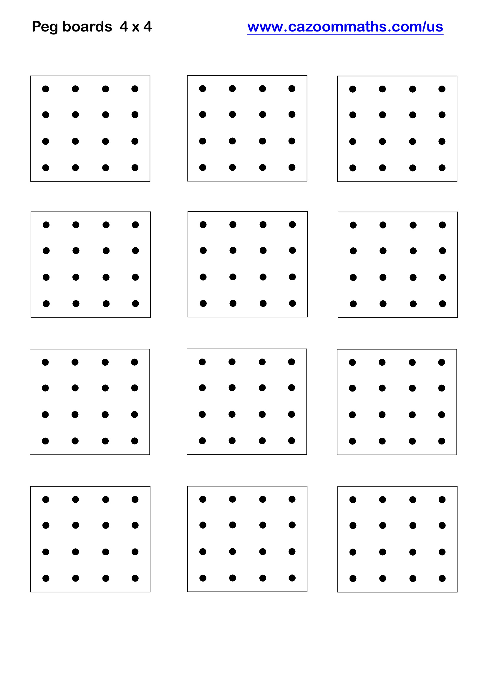 Peg Boards 4 x 4 Free Teaching Resource