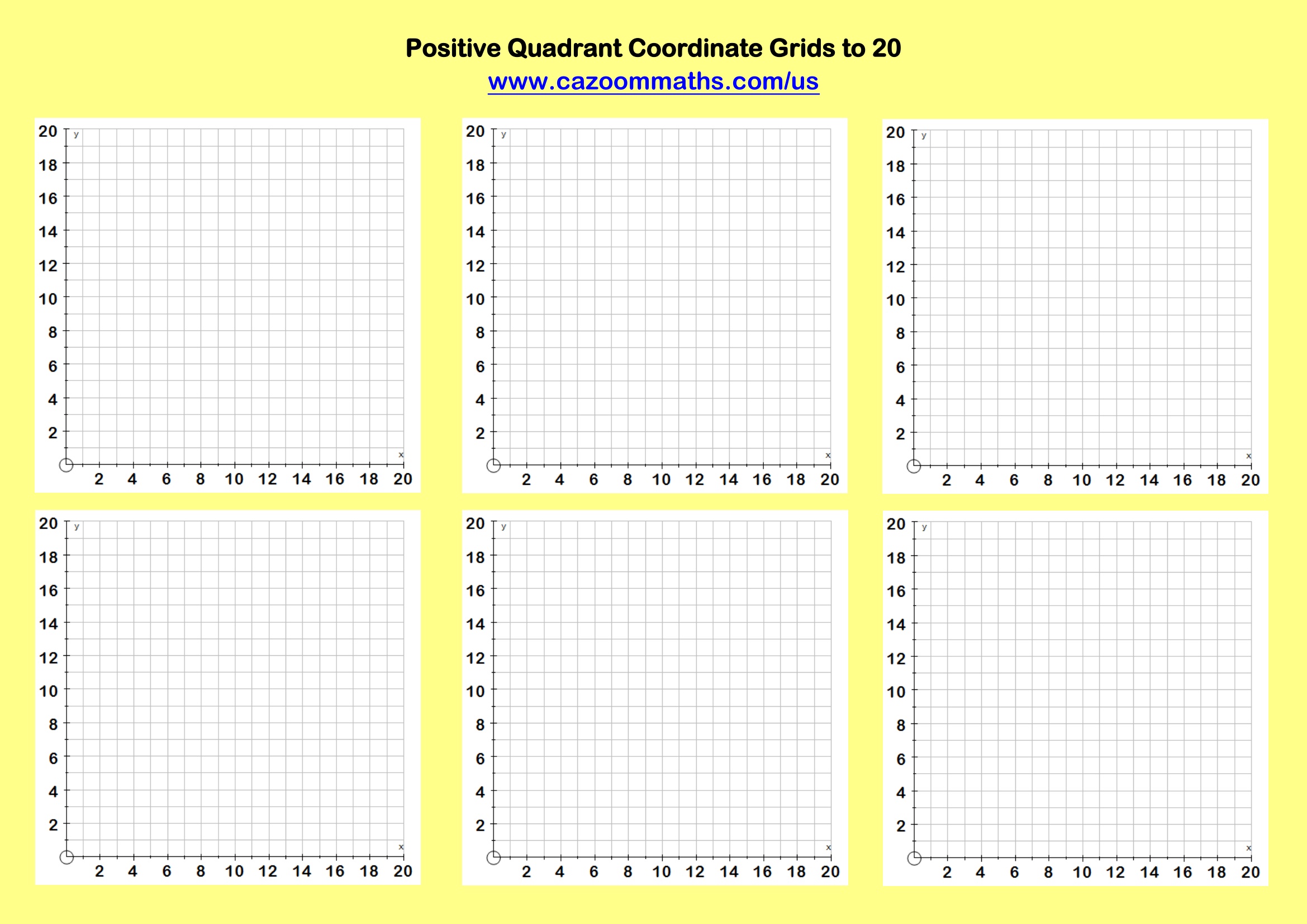 Positive Quadrant Coordinate Grids to 20 Free Teaching Resource