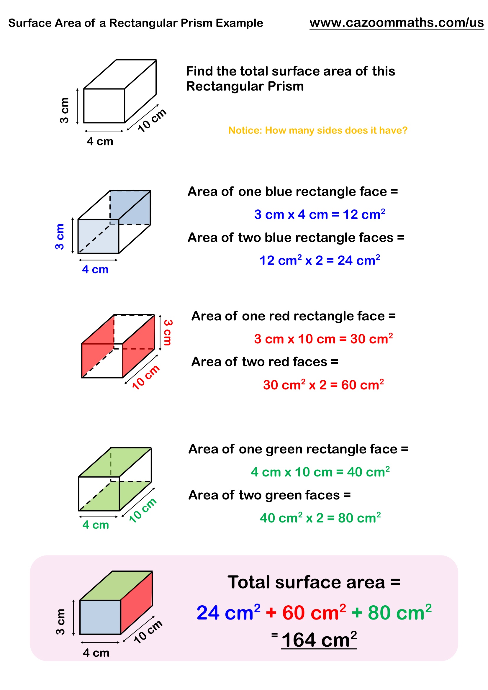 Preview of Surface Area of a Rectangular Prism Example