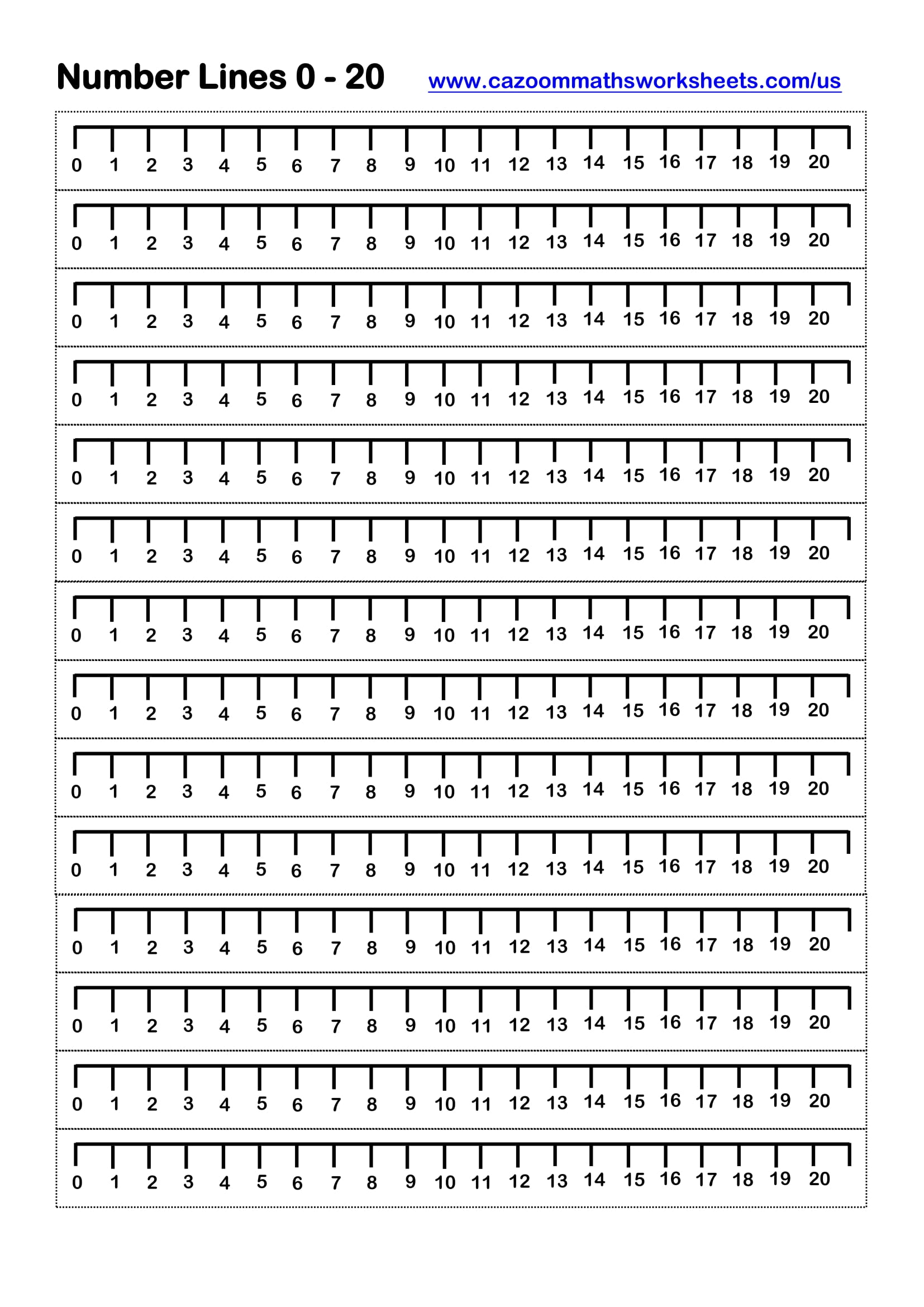 Preview of Number Lines to 20