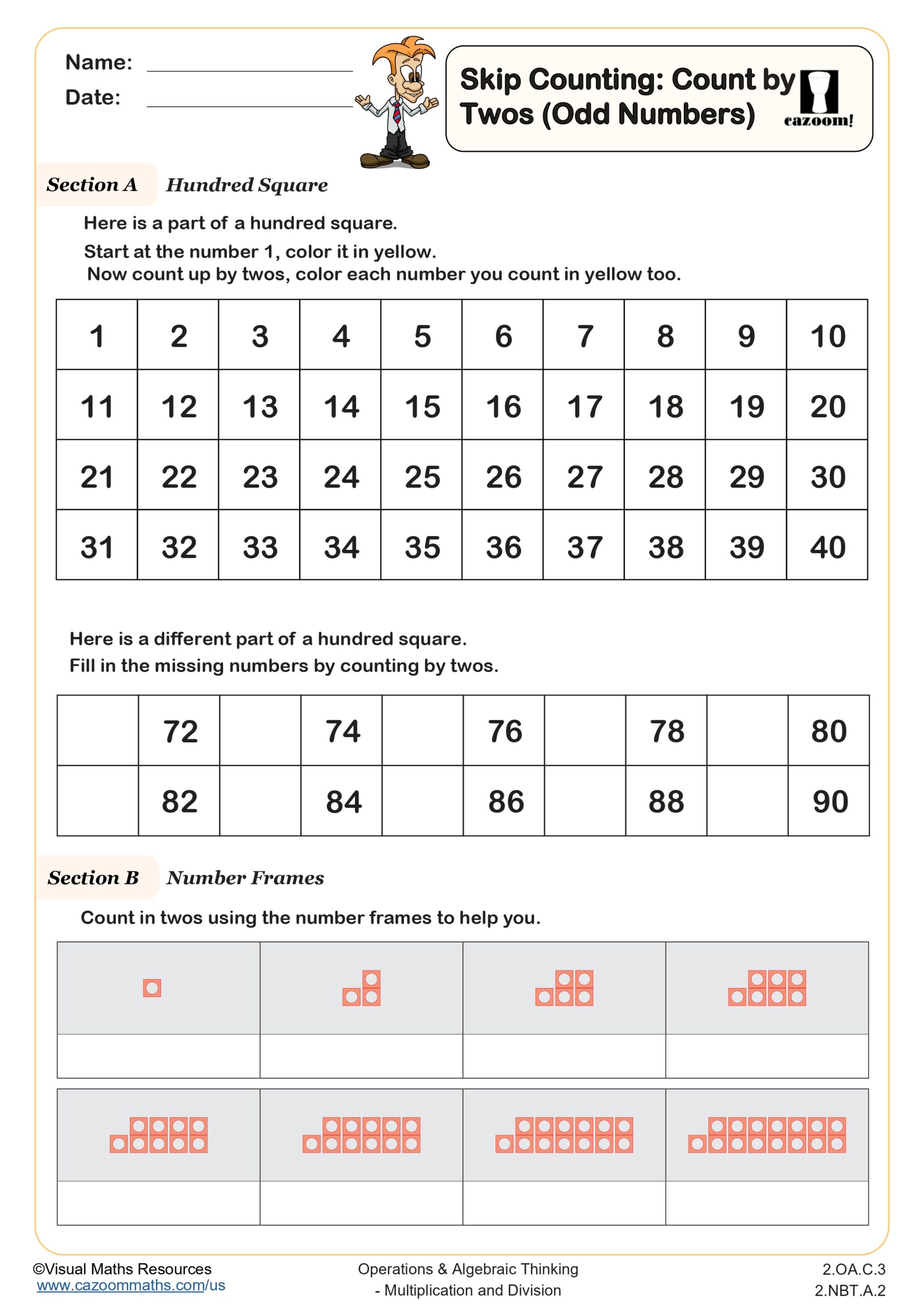 Preview of Skip Counting: Count By Twos (Odd Numbers)