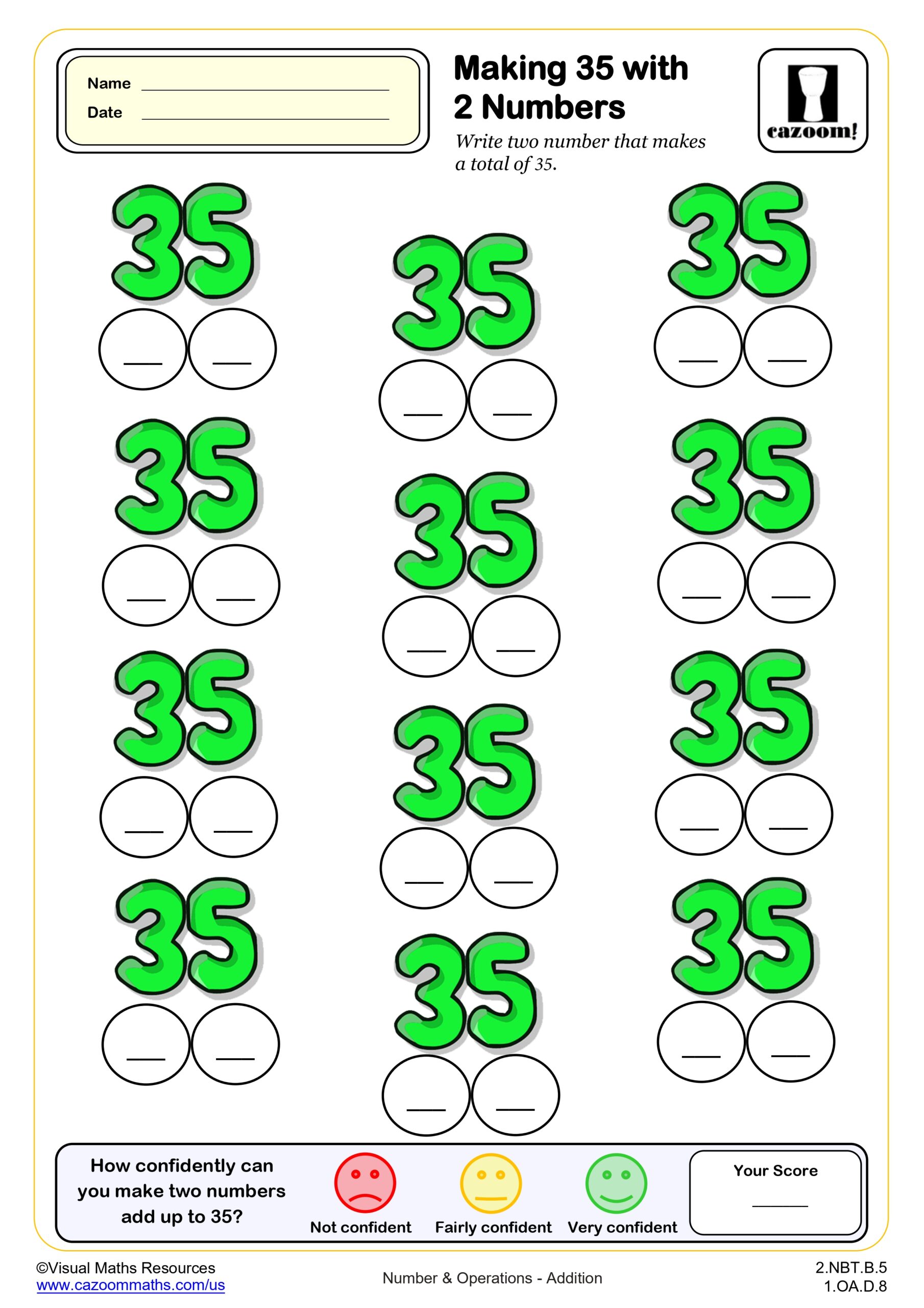 Preview of Making 35 with 2 Numbers (BONDS)