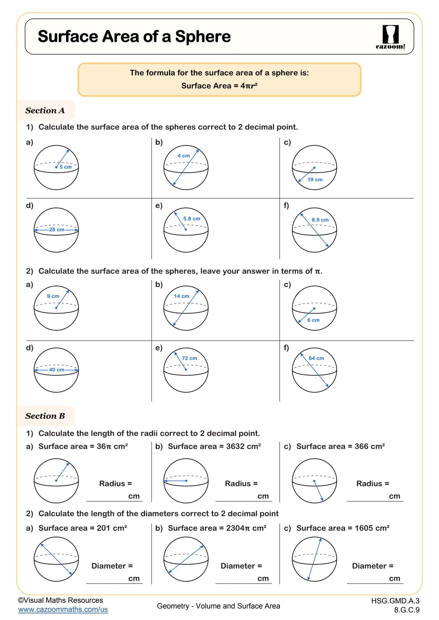 Preview of Surface Area of a Sphere