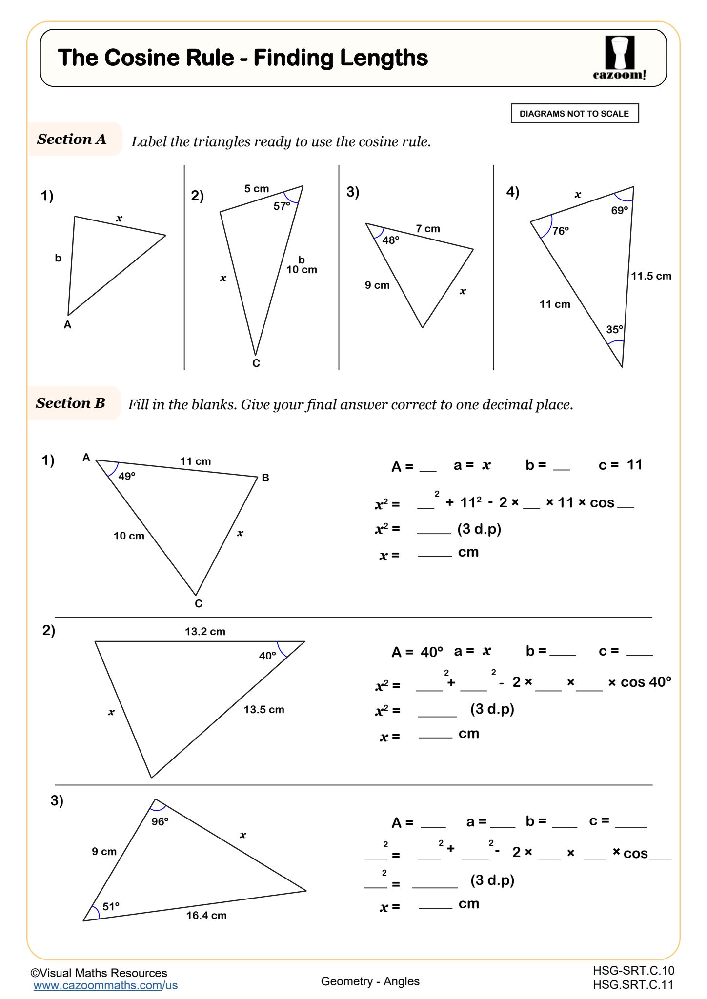 Preview of The Cosine Rule - Finding Lengths