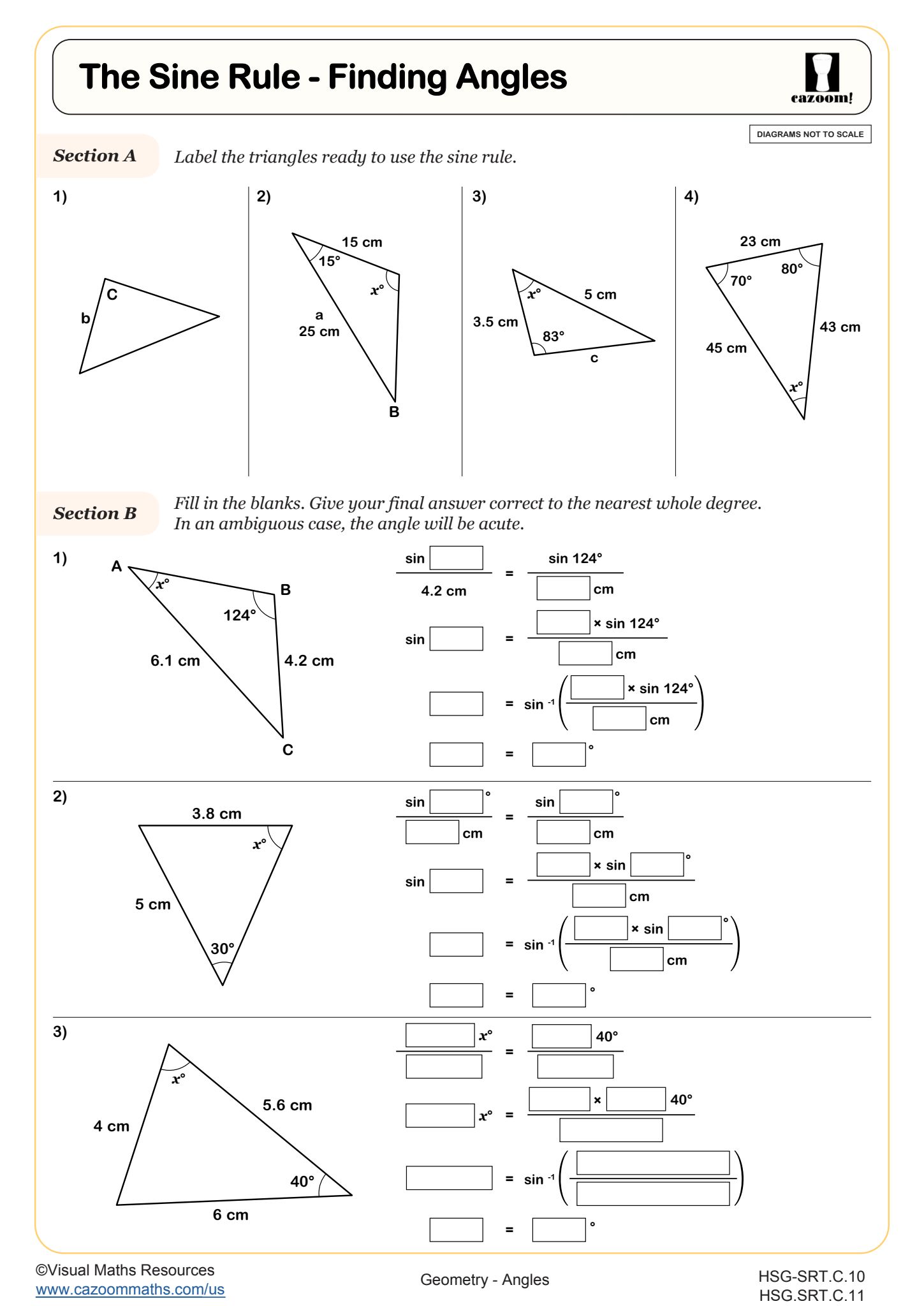 Preview of The Sine Rule - Finding Angles