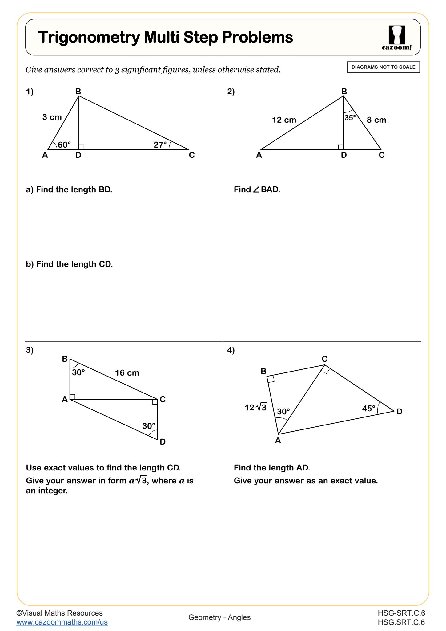 Preview of Trigonometry Multi Step Problems