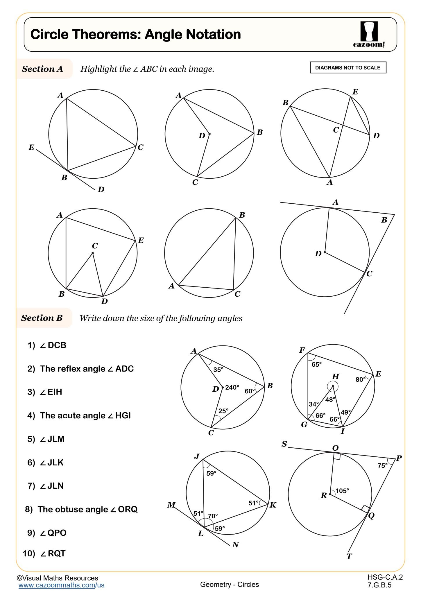 Preview of Circle Theorems: Angle Notation