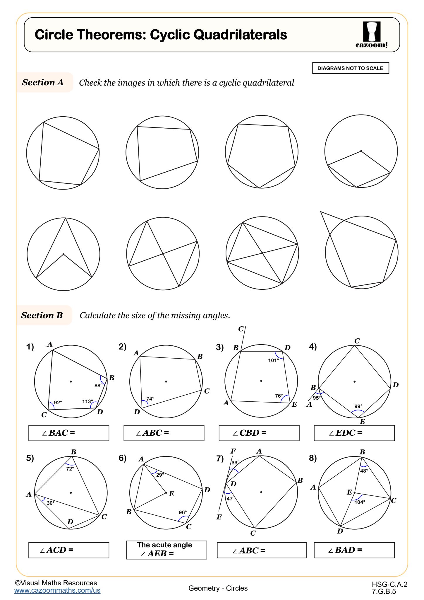 Preview of Circle Theorems: Cyclic Quadrilaterals