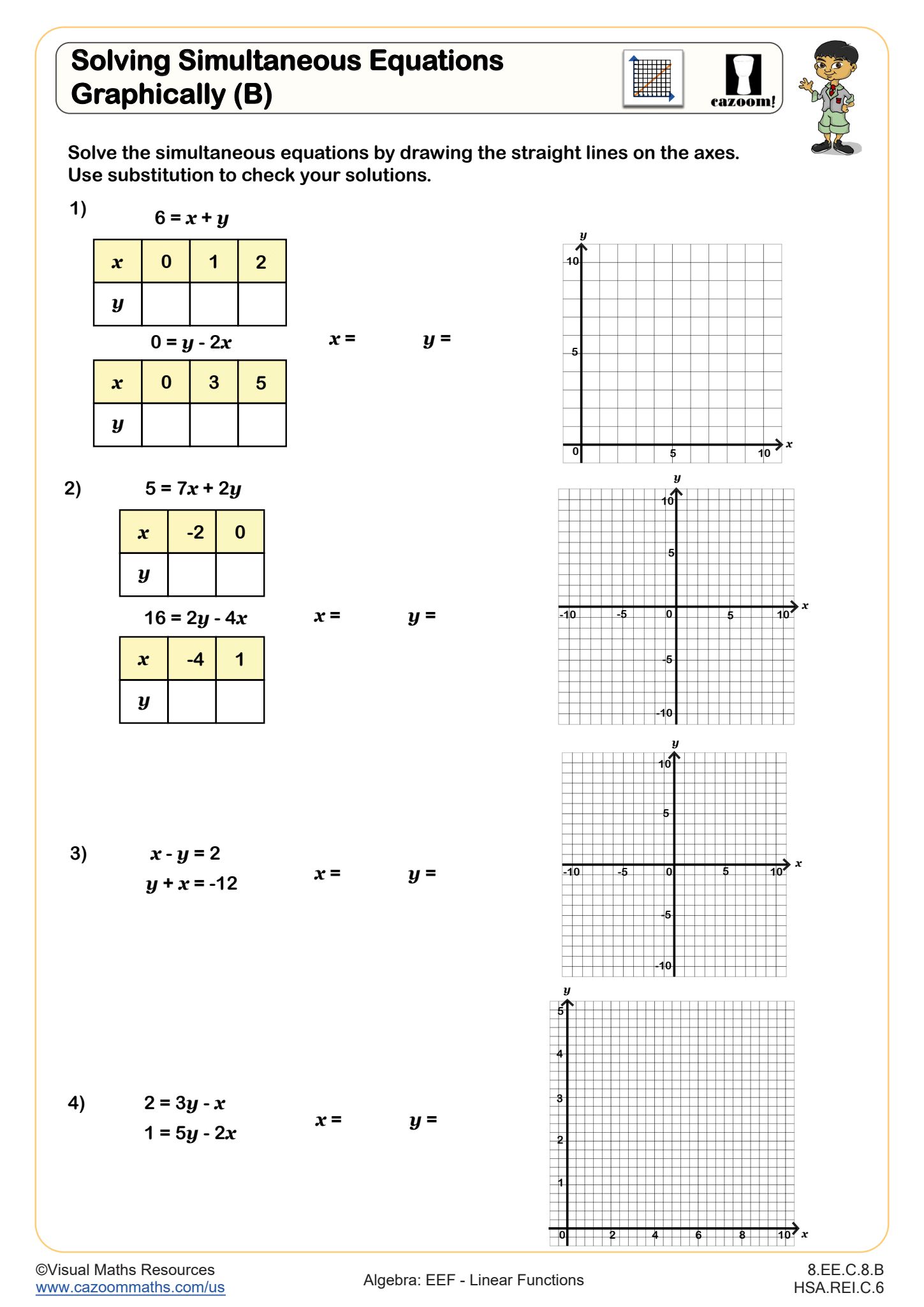 Preview of Solving Simultaneous Equations Graphically (B)