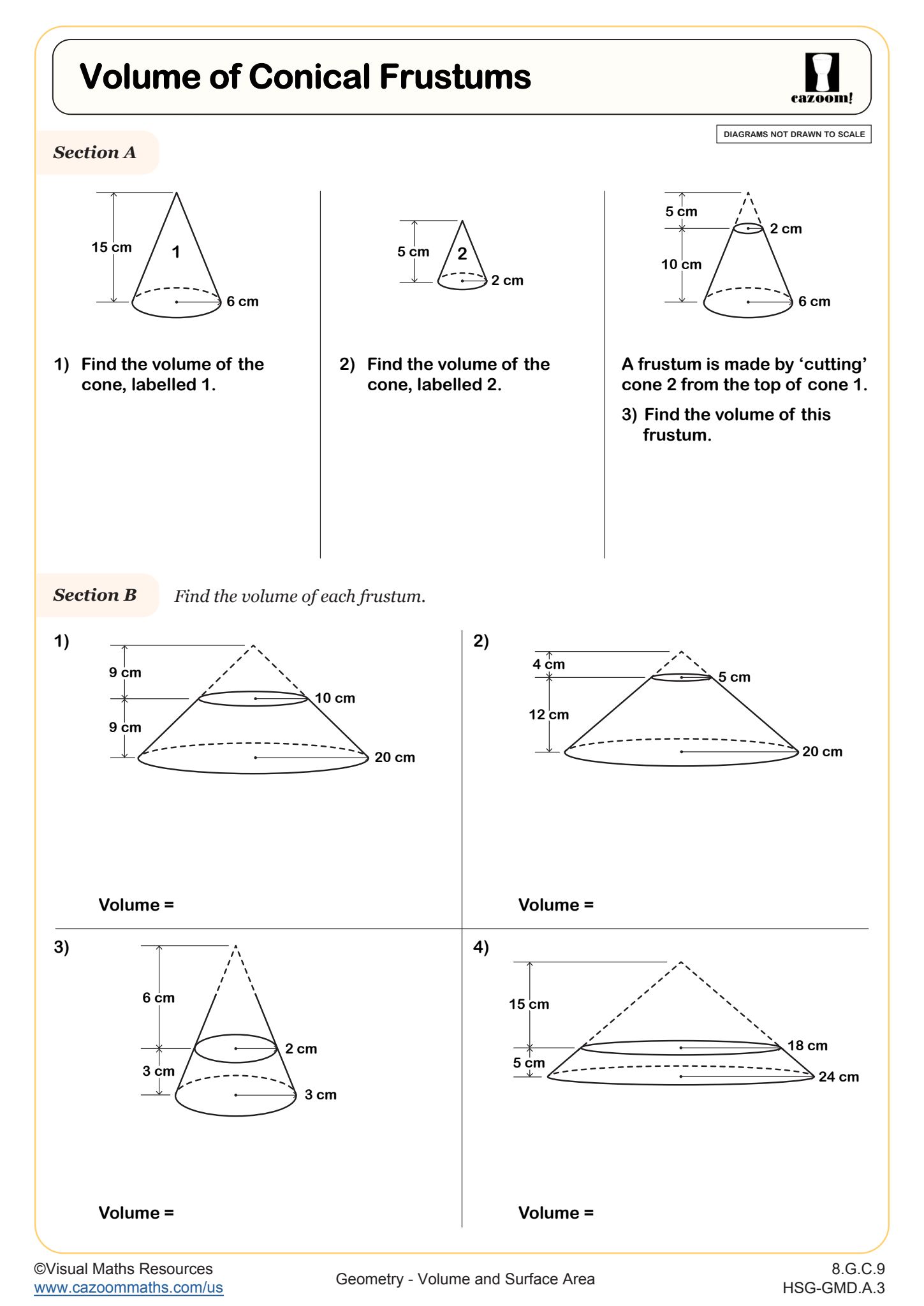 Preview of Volume of Conical Frustums