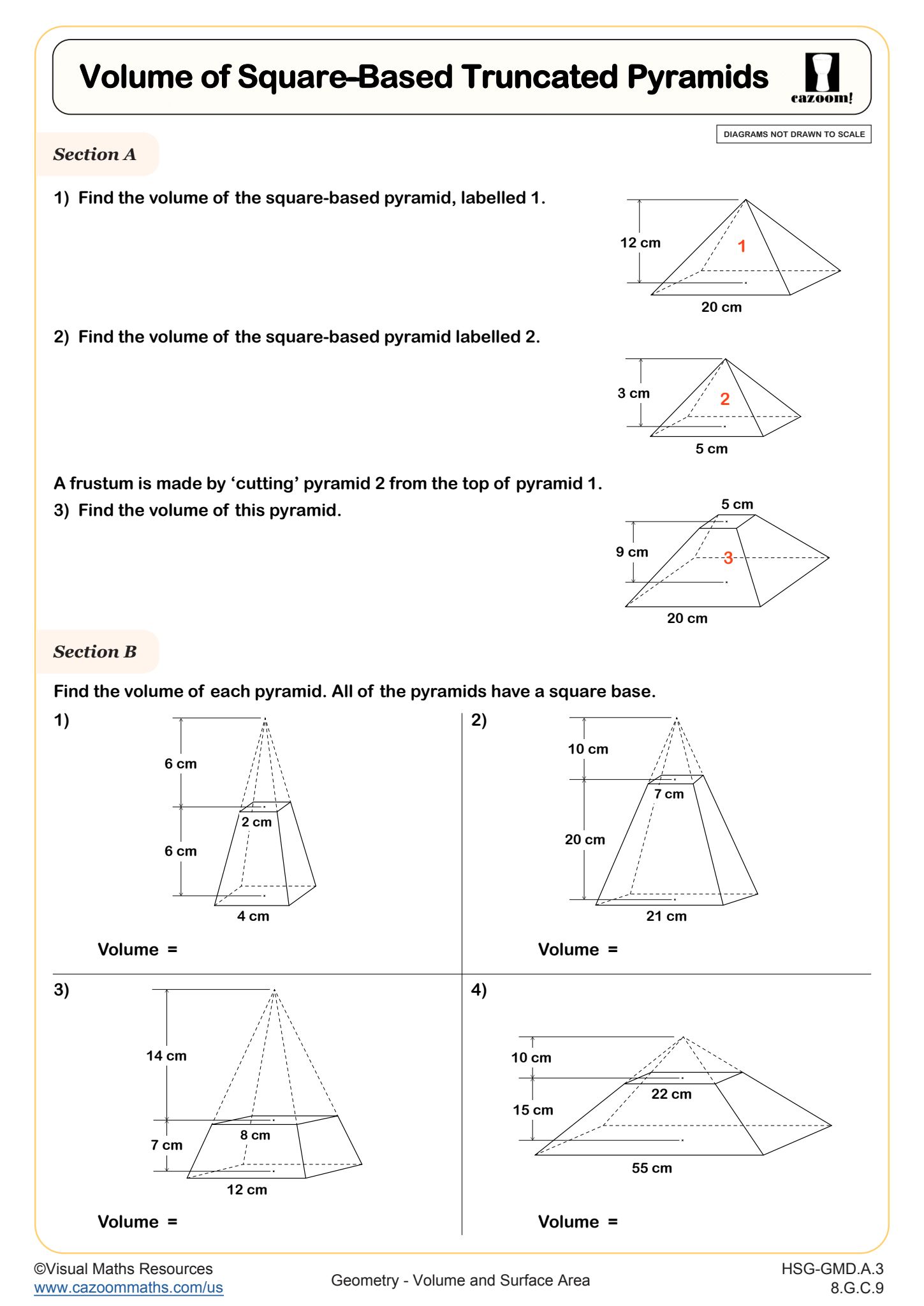 Preview of Volume of Square-based Truncated Pyramids
