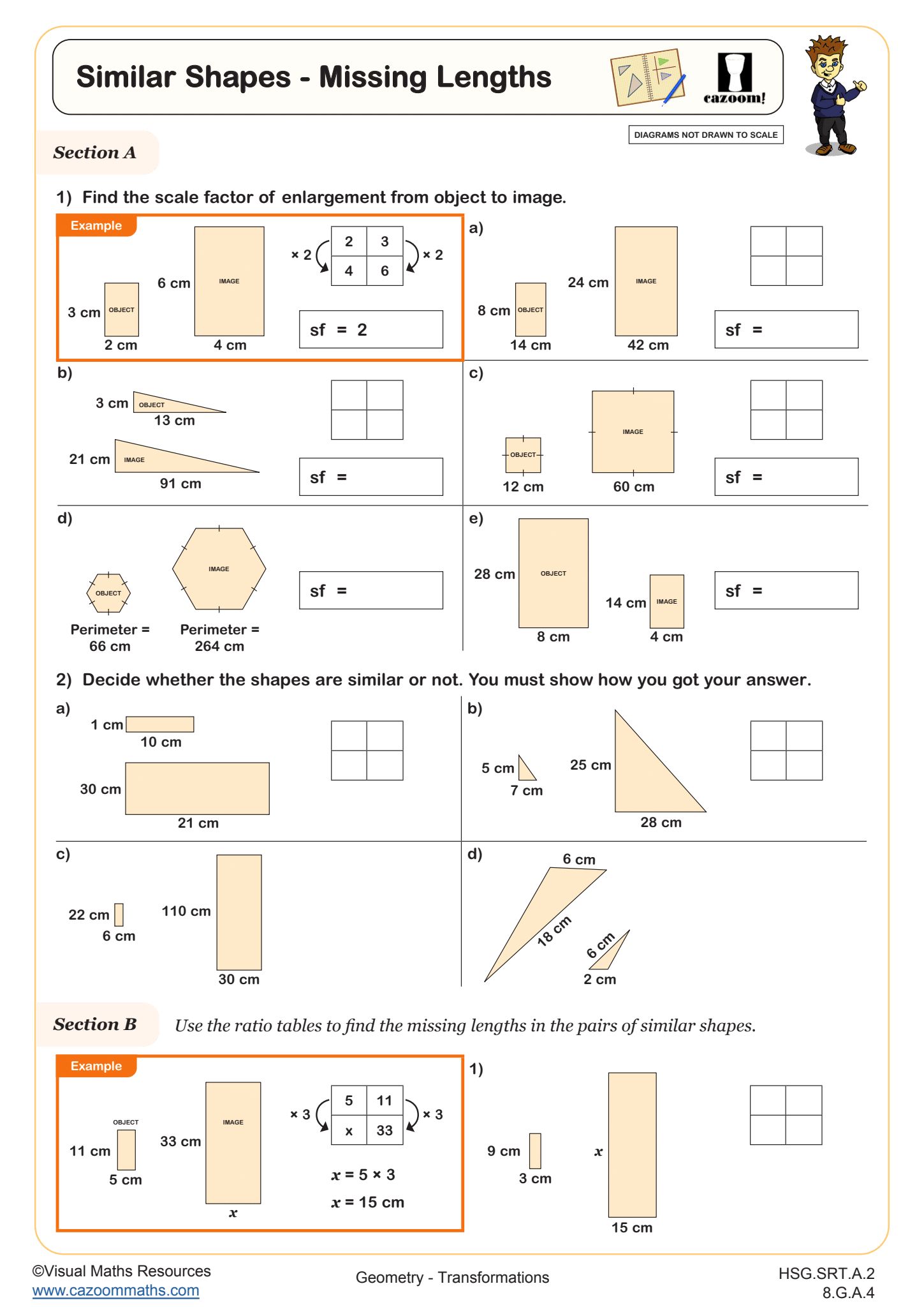 Preview of Similar Shapes - Missing Lengths