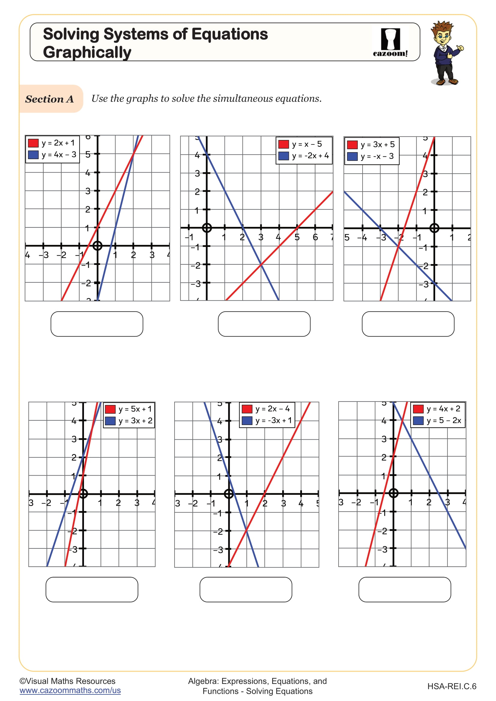 Solving Systems of Equations Graphically worksheet