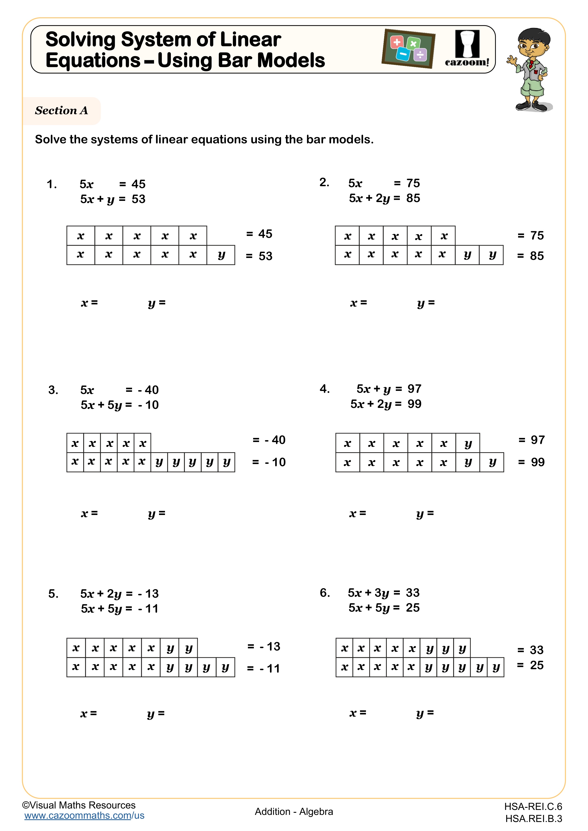 Preview of Solving Systems of Linear Equations - Using Bar Models