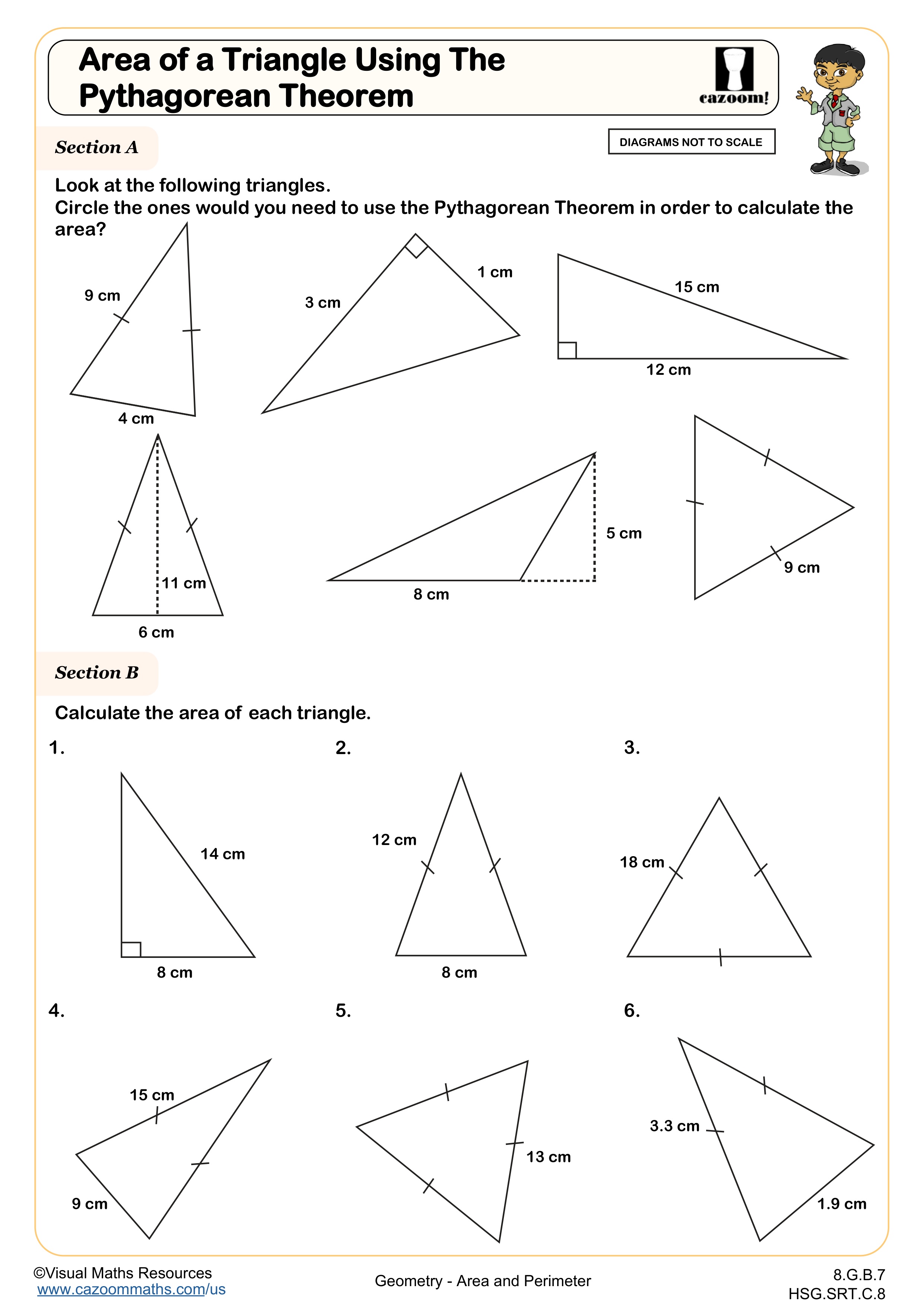 Preview of Area of a Triangle Using The Pythagorean Theorem